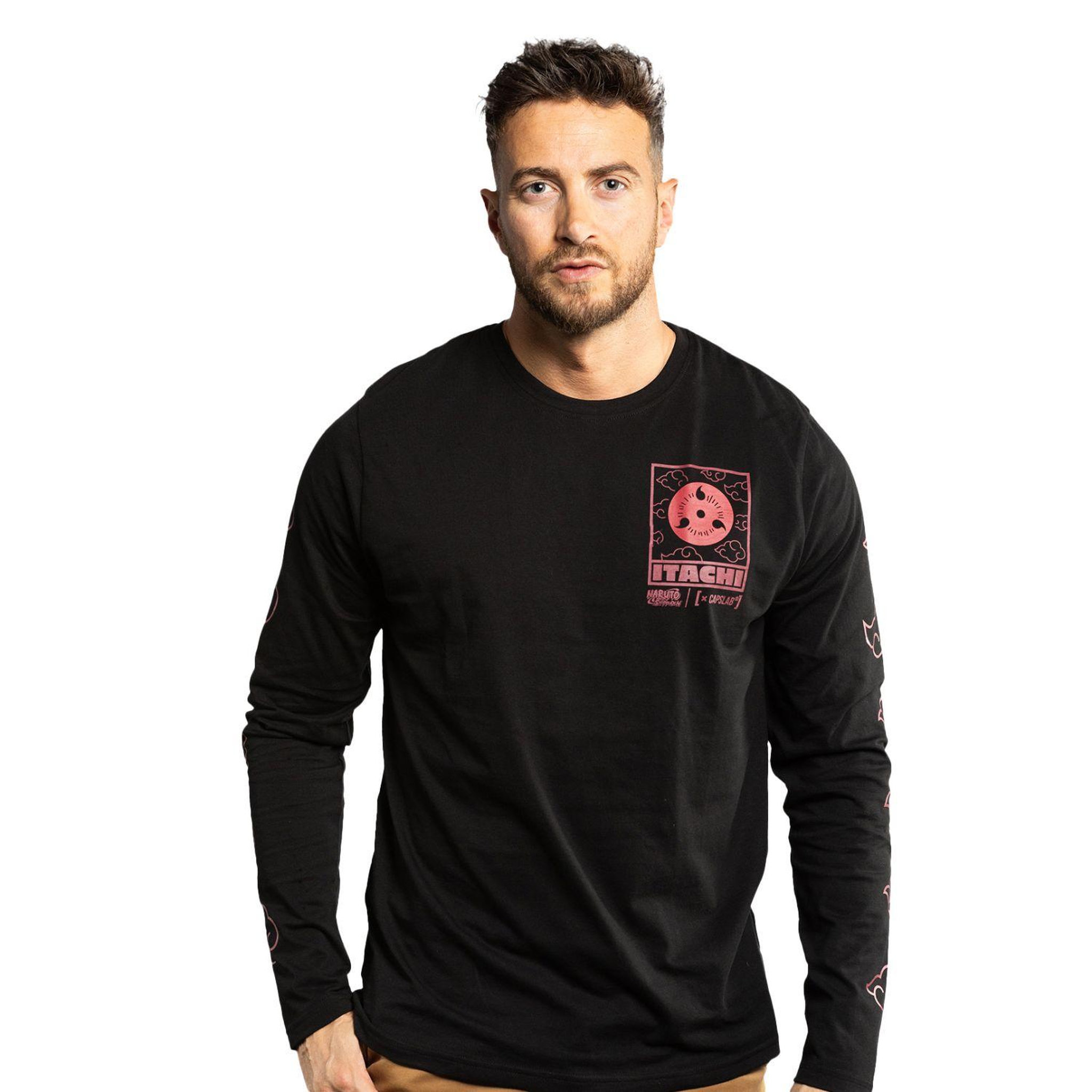 Voir la diapositive 1 : CAPSLAB T-shirt homme manches longues avec print naruto shippuden itachi