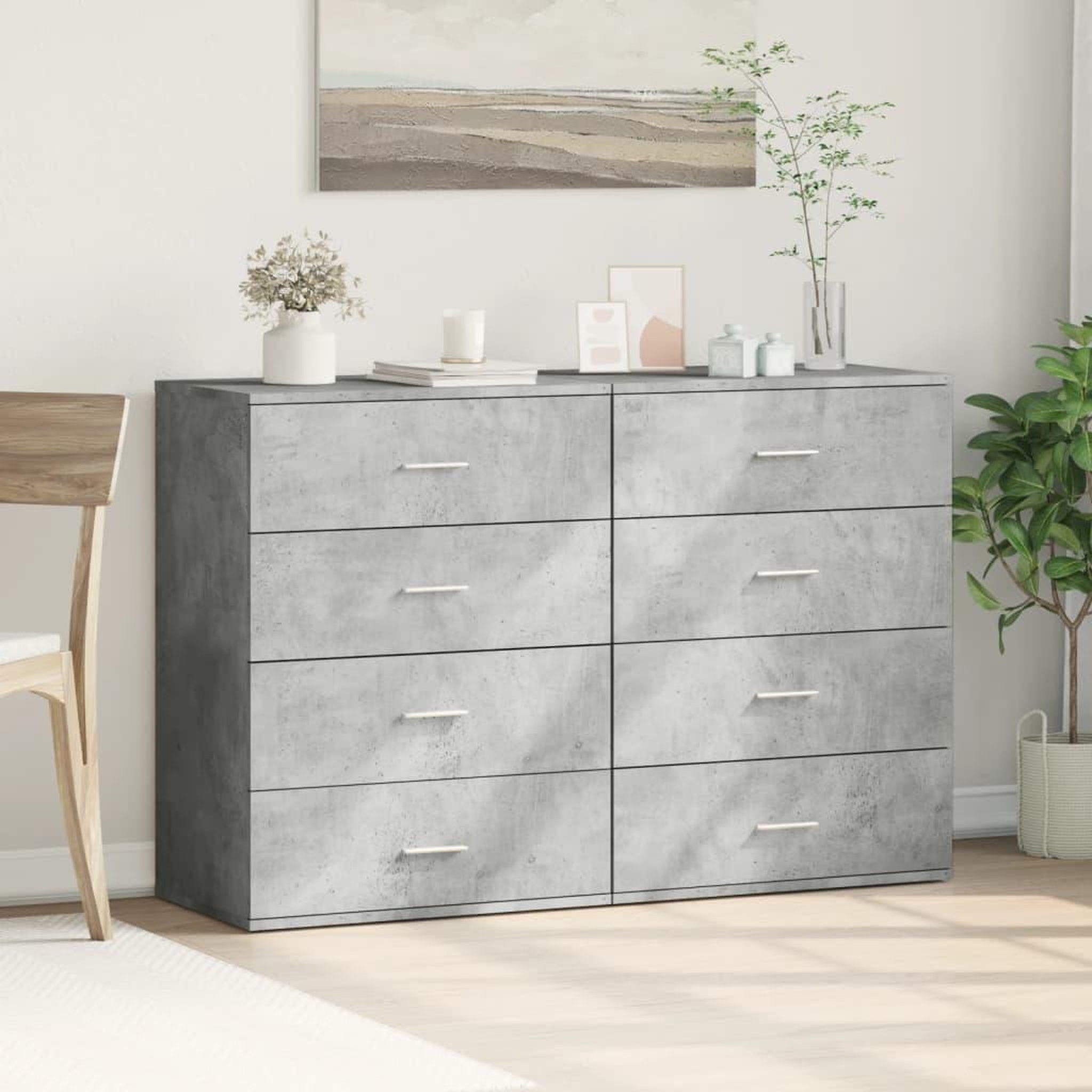 Voir la diapositive 3 : VIDAXL Buffets 2 pcs gris beton 60x39x80 cm bois d'ingenierie
