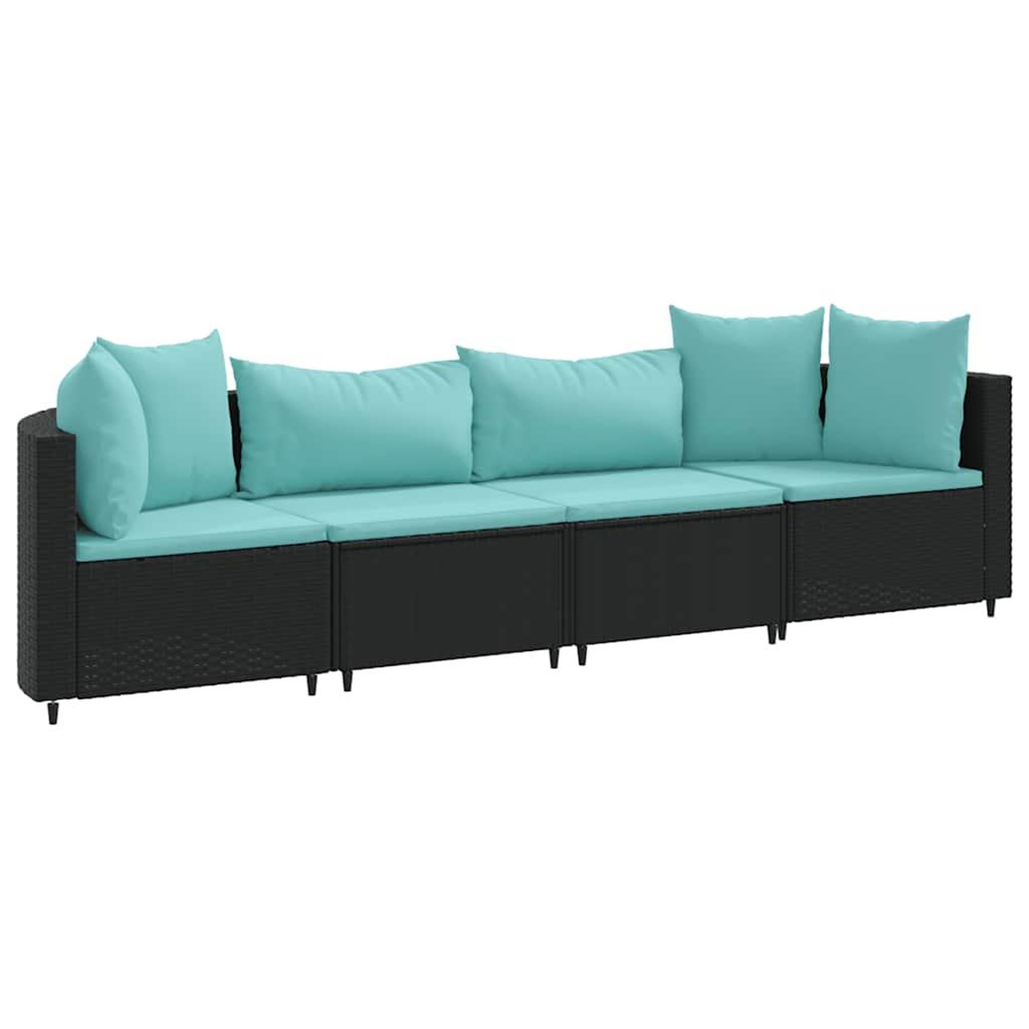 Voir la diapositive 2 : VIDAXL Salon de jardin 4 pcs avec coussins noir resine tressee