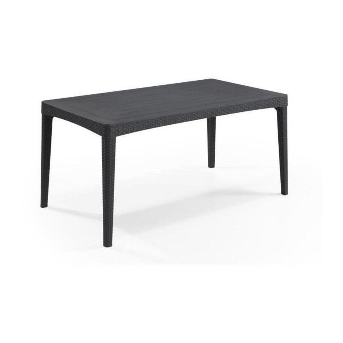 Keter Table de jardin plateau latte - Dimensions : 160x90x74 cm - structure imitation rotin tressée - ALLIBERT BY KETER - 6 personnes