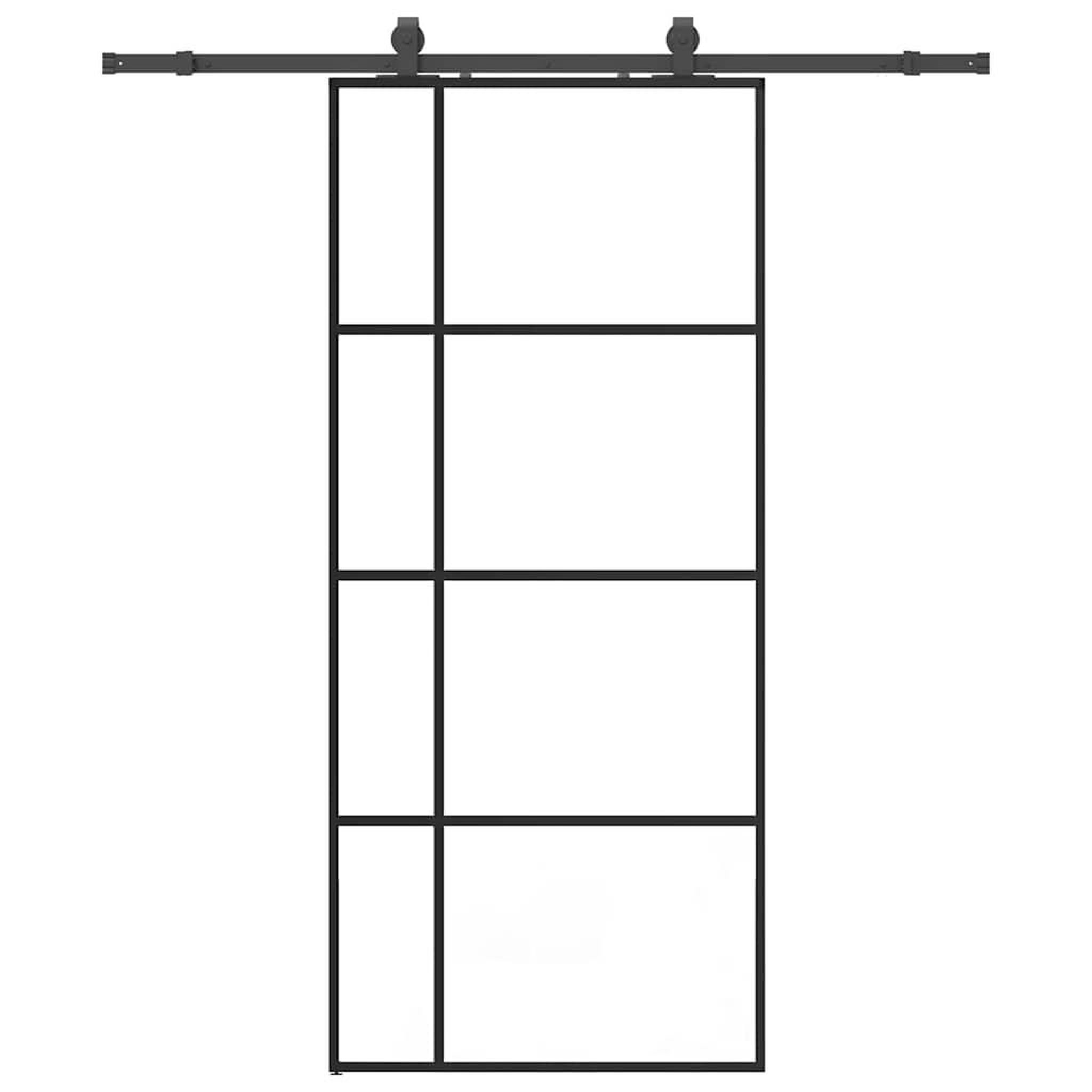 Voir la diapositive 2 : VIDAXL Porte coulissante kit de quincaillerie noir 90x205 cm verre ESG