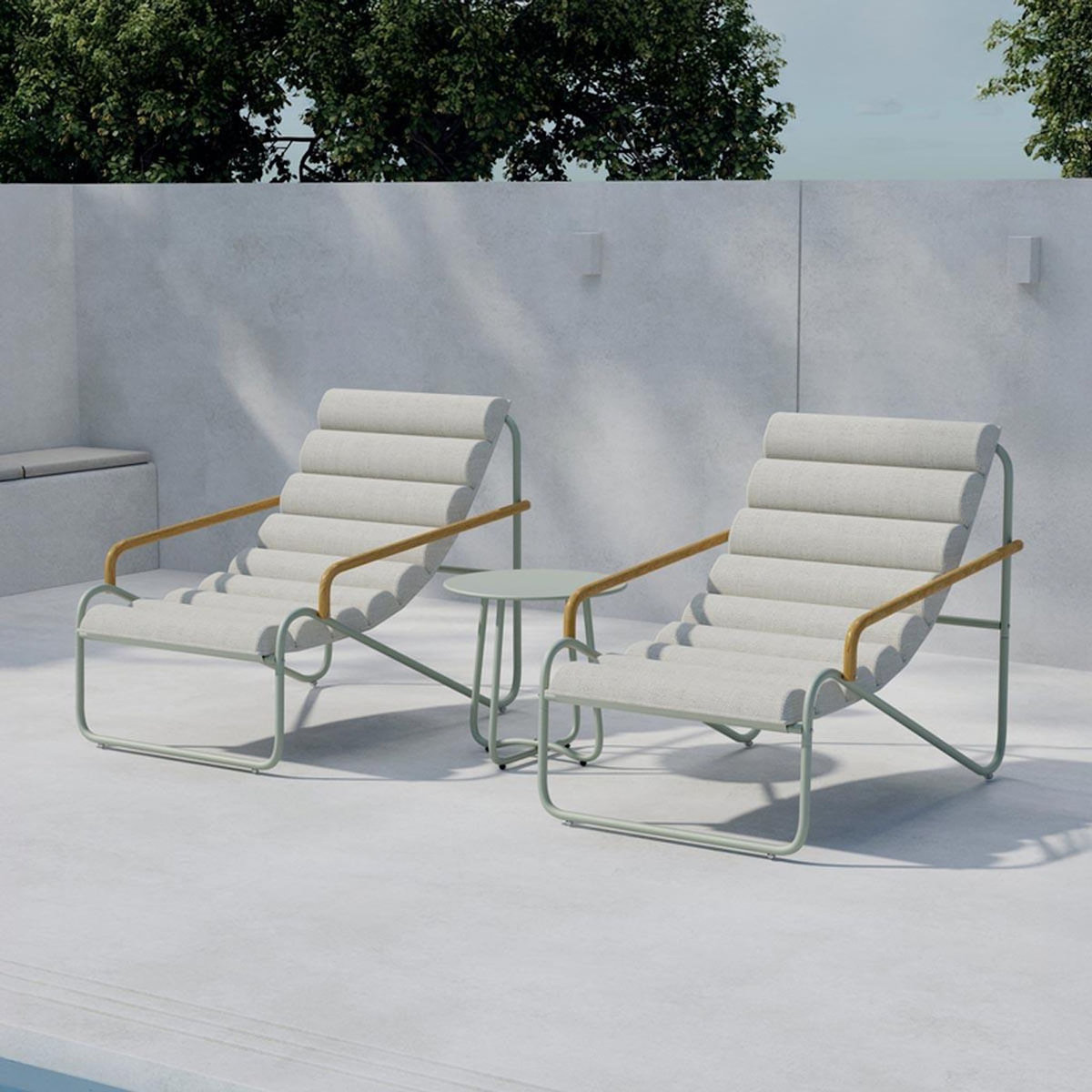 Paris Prix Salon de Jardin Lounge  Ithaka  100cm Beige & Vert
