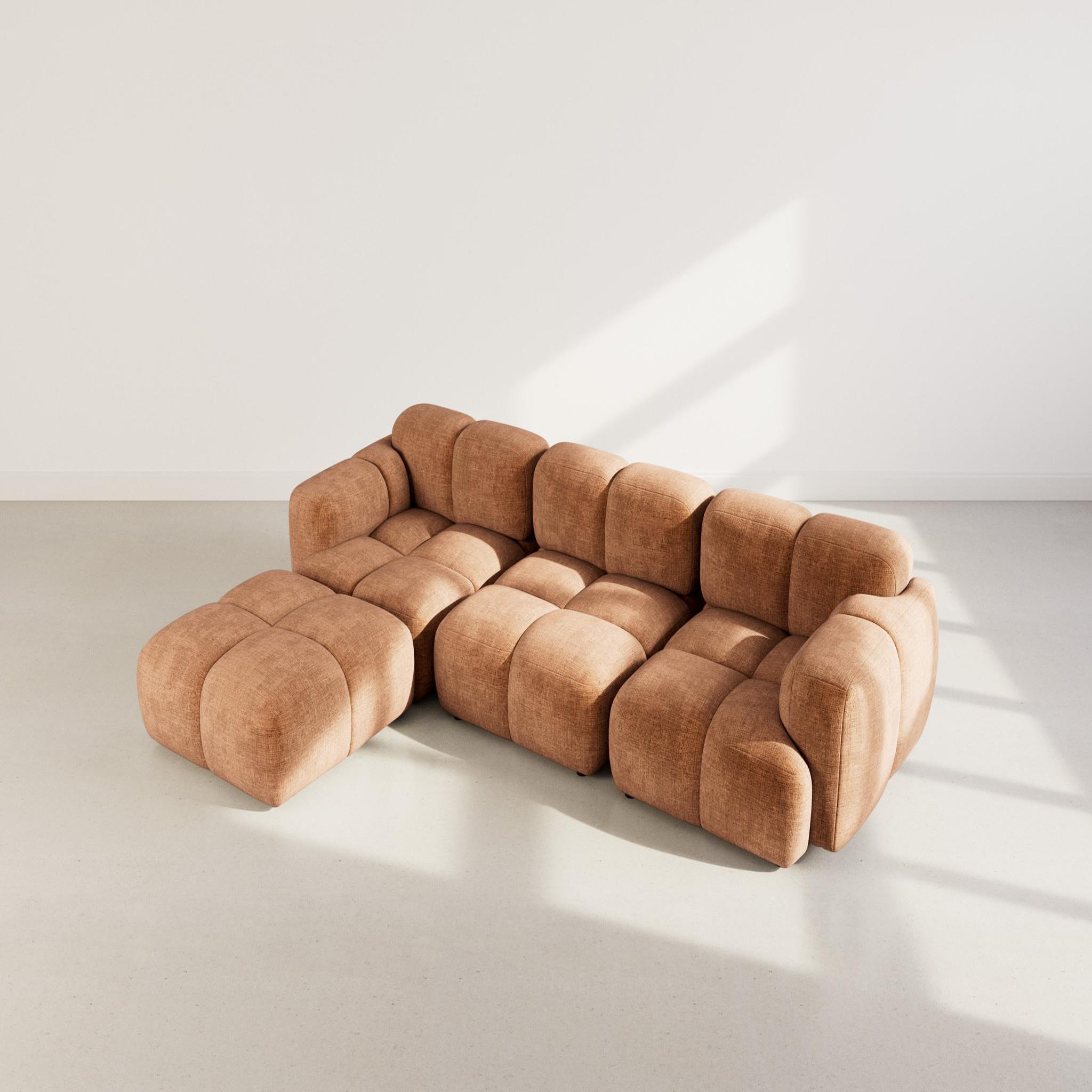 Voir la diapositive 3 : BEST MOBILIER Grace - canapé modulable d'angle réversible 4 places en velours texturé