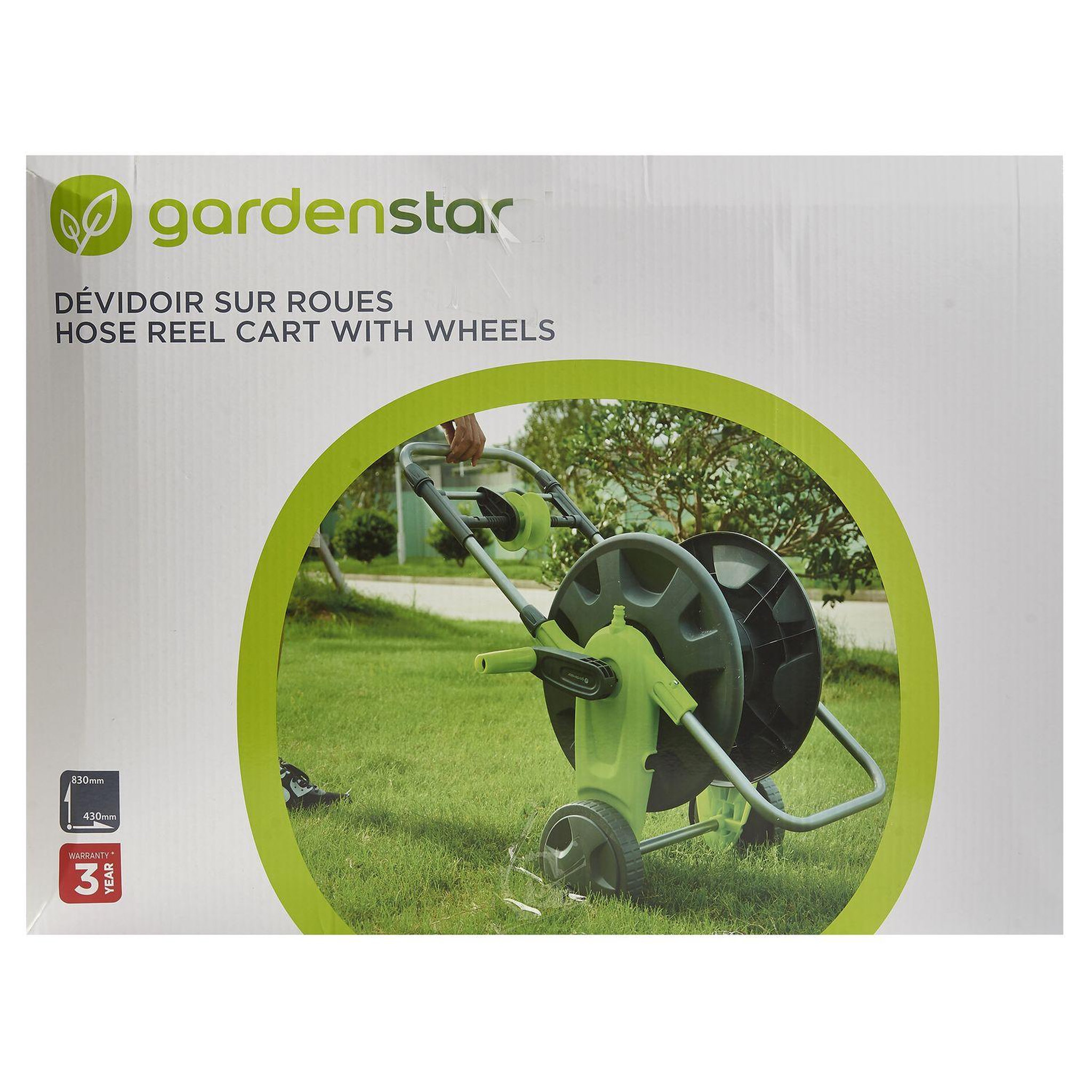 Voir la diapositive 2 : GARDENSTAR Devidoir sur roues gris et vert - H83cm