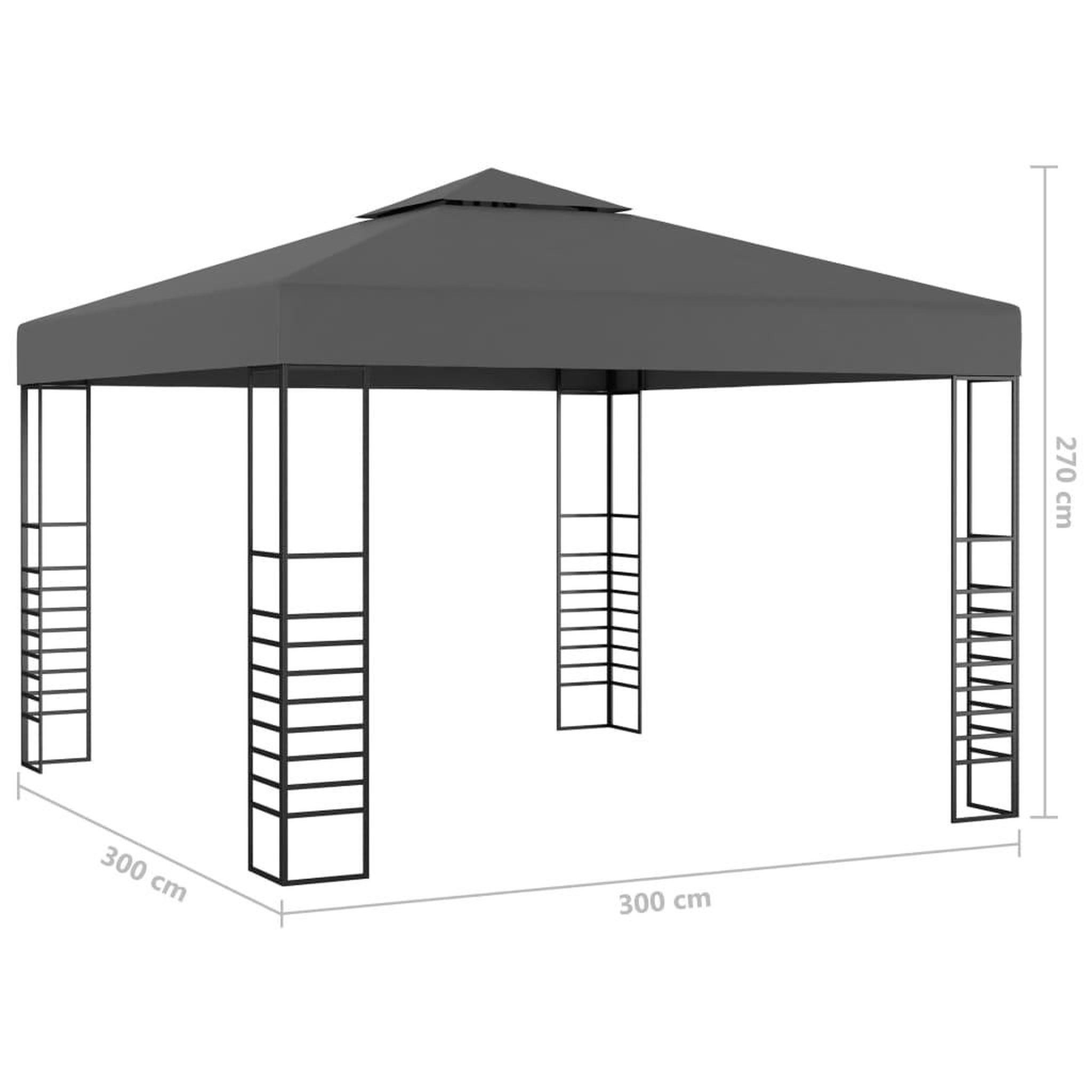 Voir la diapositive 6 : VIDAXL Chapiteau de jardin avec lumieres LED 3x3 m Anthracite