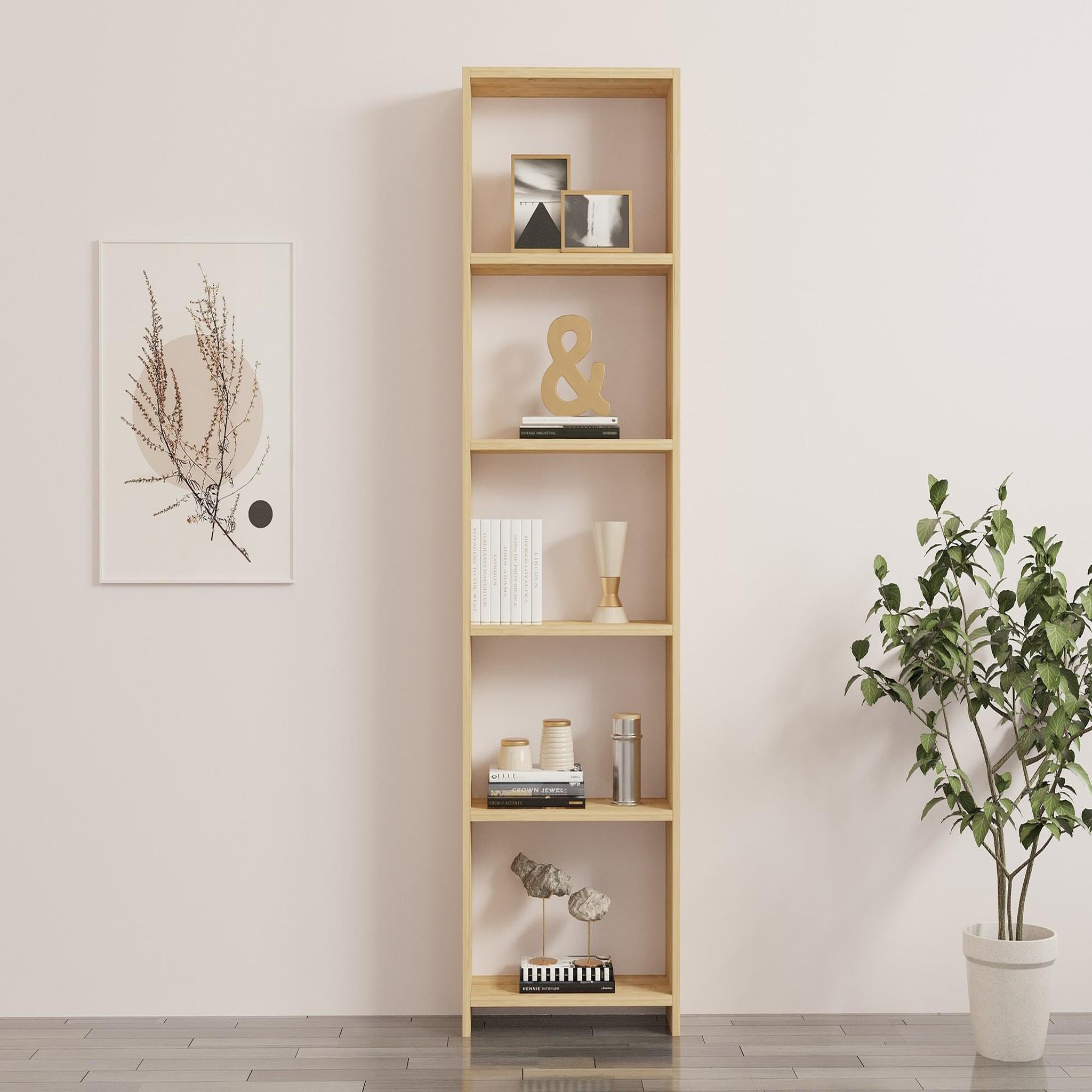 Voir la diapositive 3 : Habitat et Jardin Bibliothèque en bois  new  - 50 x 19 x 160 cm - chêne