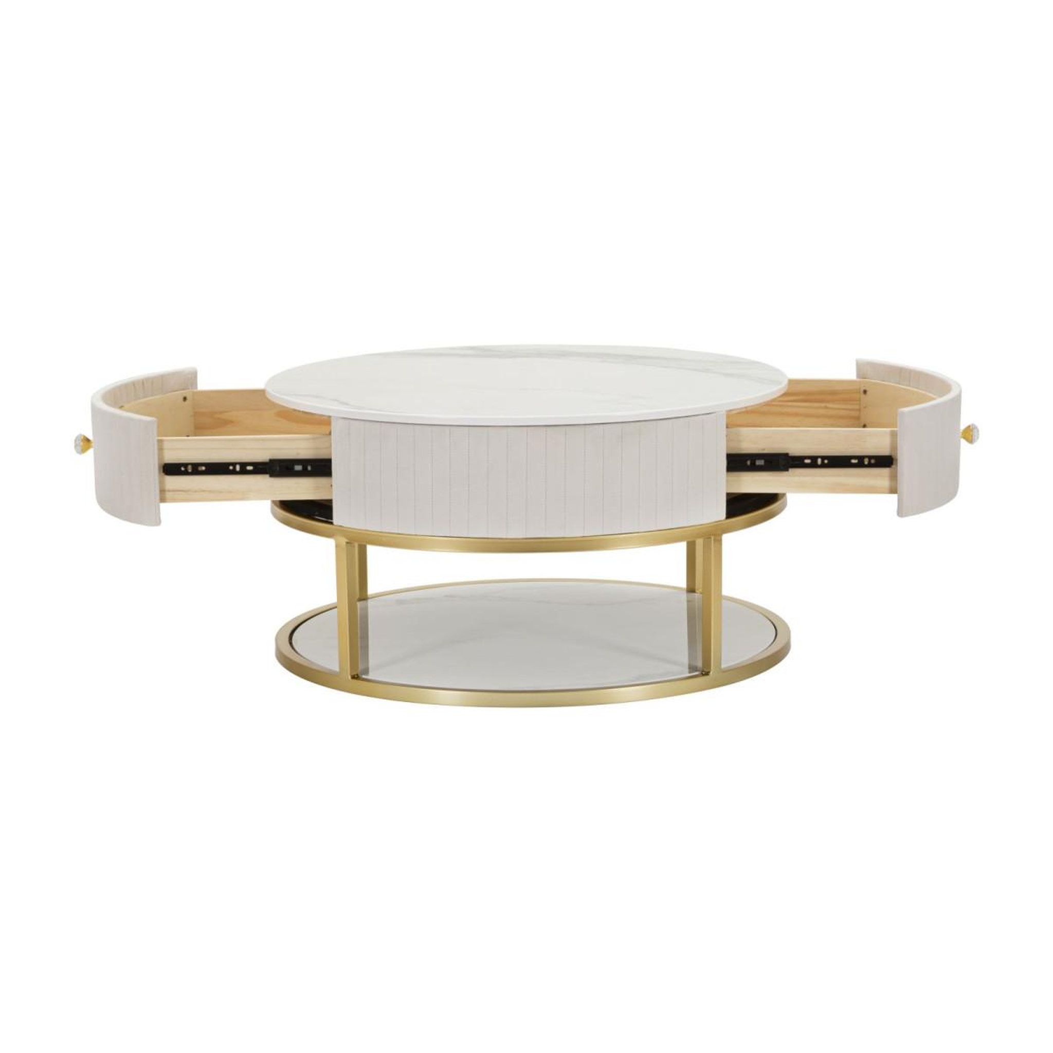 Voir la diapositive 2 : Paris Prix Table basse effet marbre  montpellier  75cm crème & or