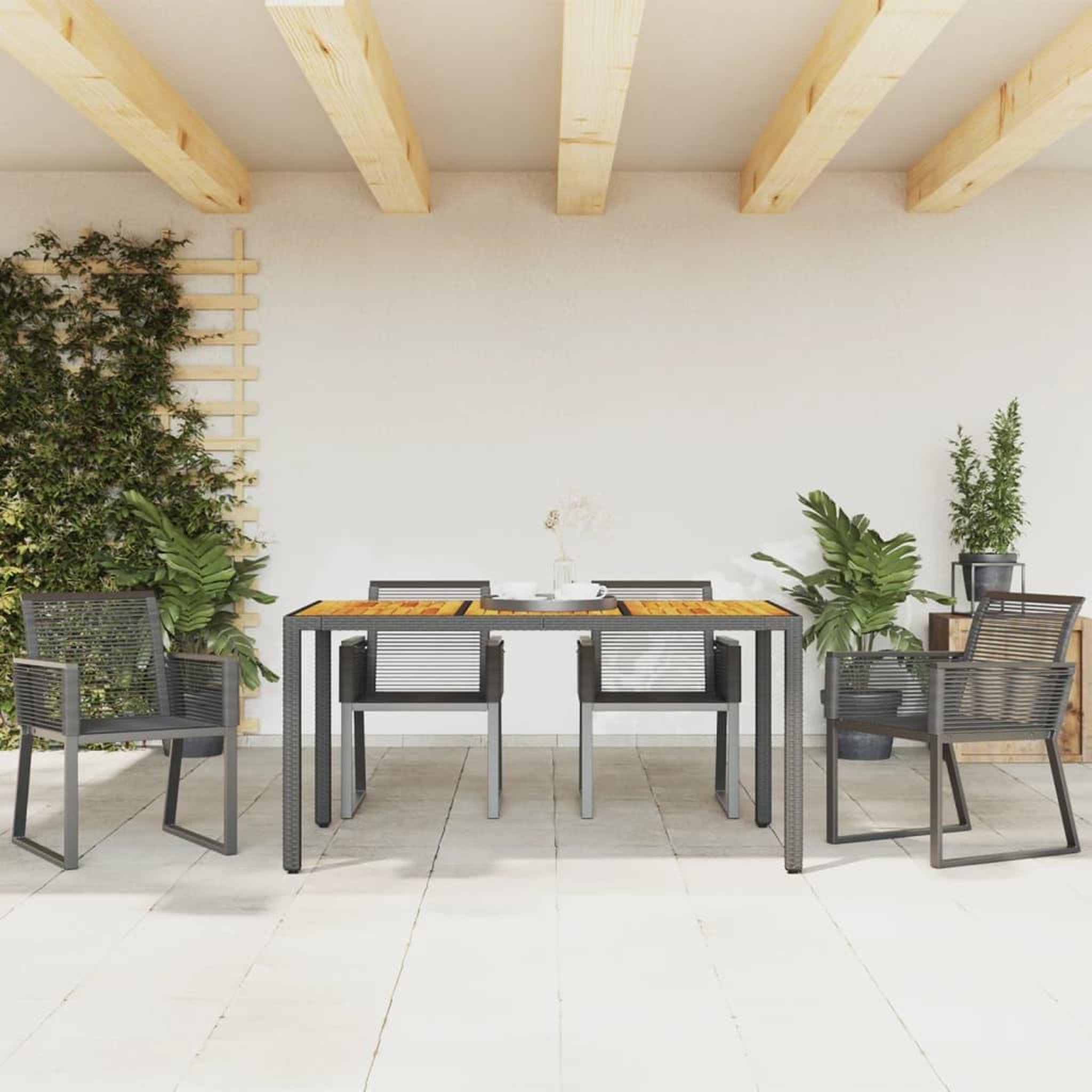 Voir la diapositive 3 : VIDAXL Chaises de jardin lot de 4 noir resine tressee