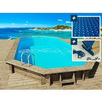 Habitat et Jardin Piscine bois   Ibiza 130   - 8.57 x 4.57 x 1.31 m - Bâche à bulles  180 µ - Bâche hiver  280 g/m²