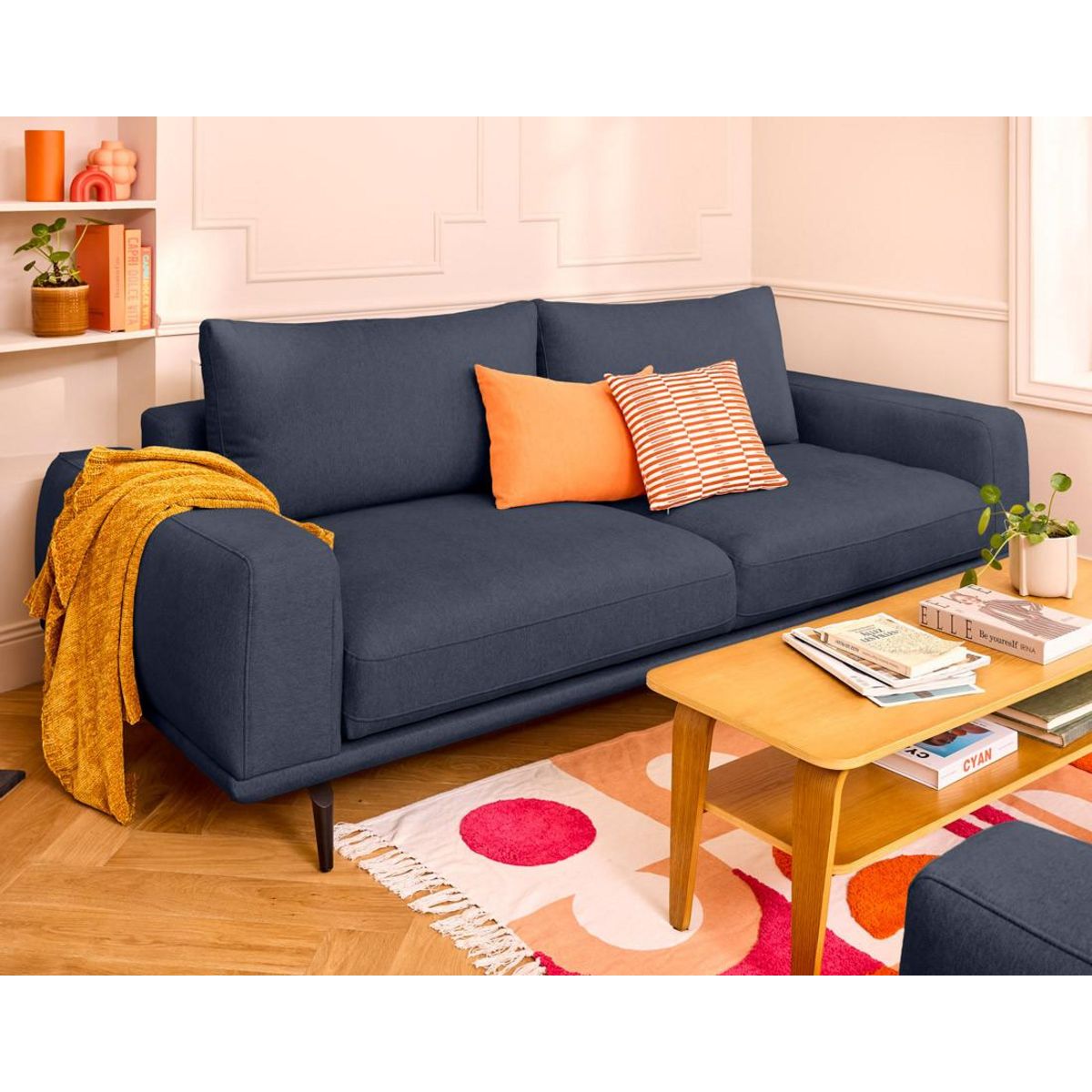 LISA DESIGN Vicence - canapé droit 3 places convertible en tissu