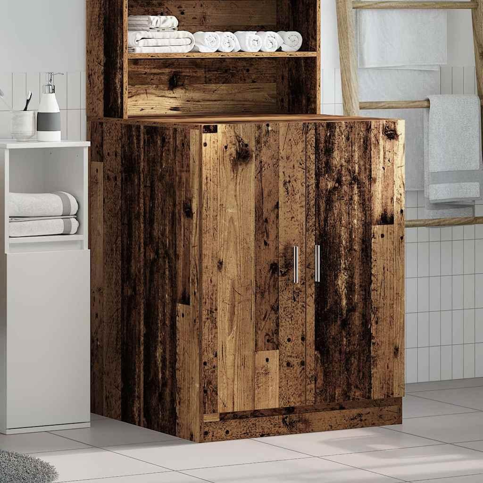 Voir la diapositive 3 : VIDAXL Meuble pour machine a laver vieux bois 70,5x71,5x91,5 cm