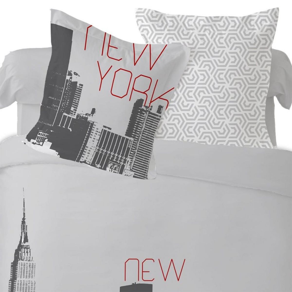 Dourev Housse de couette 240x220 New York + 2 taies coton 52 fils