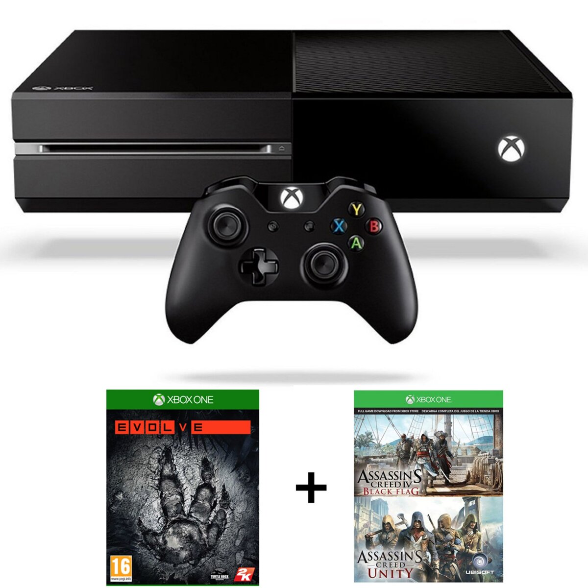 Console Xbox One + jeu Evolve + Jeux Assassin's creed