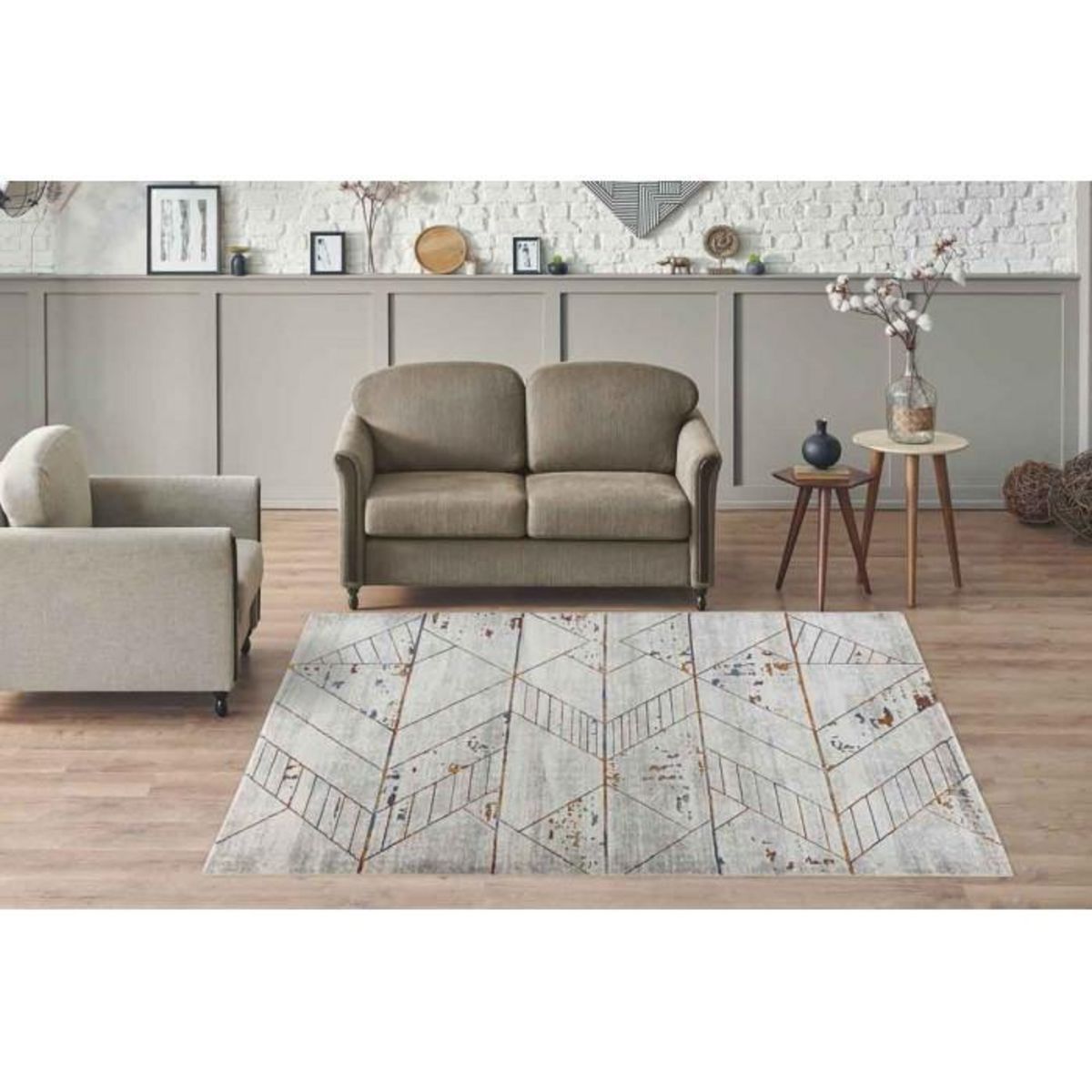 Paris Prix Tapis Déco Tissé Abstrait  Lorin II  Gris