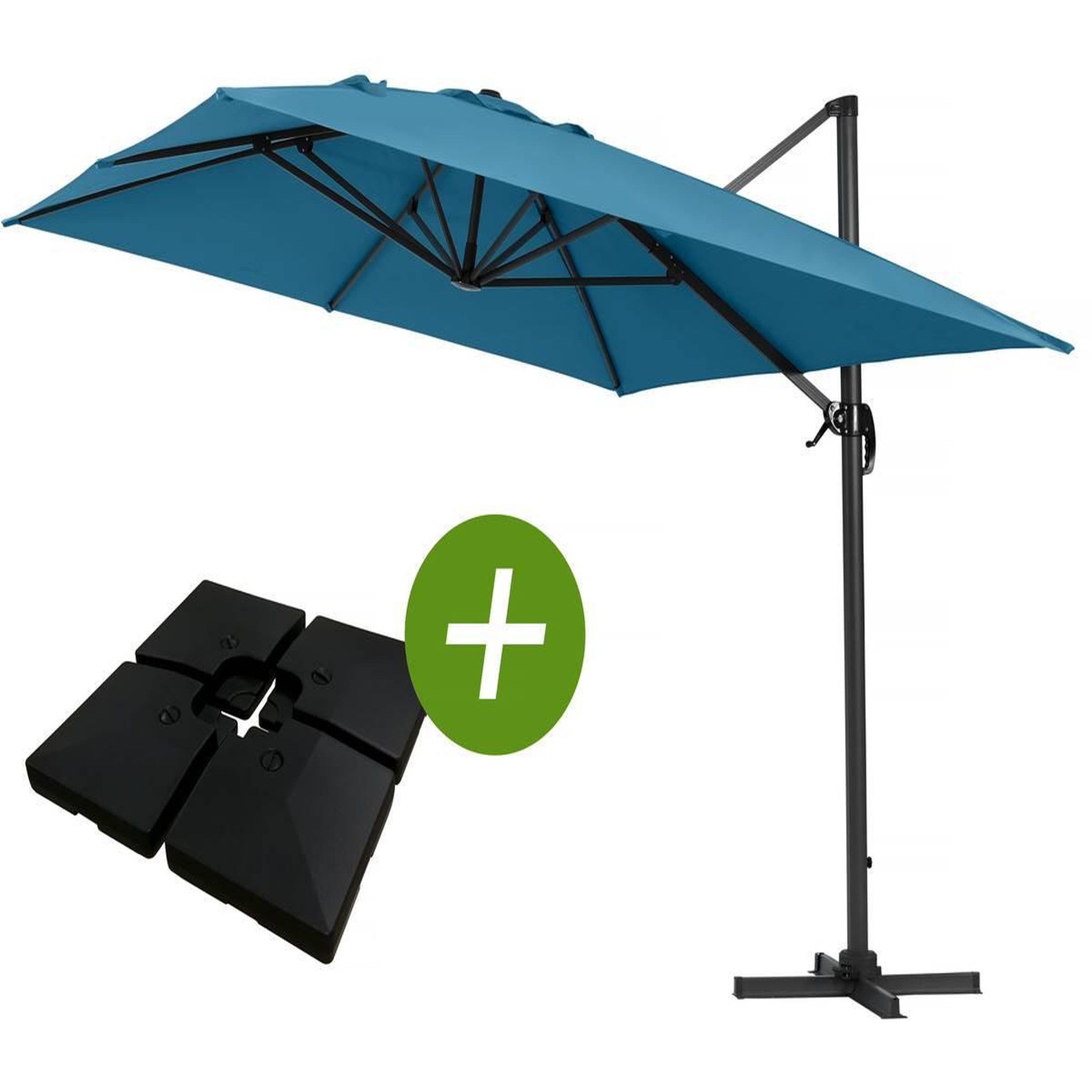 Habitat et Jardin Parasol jardin déporté alu  sun 4  - rectangle - 3 x 4 m - bleu - dalles à lester incluses