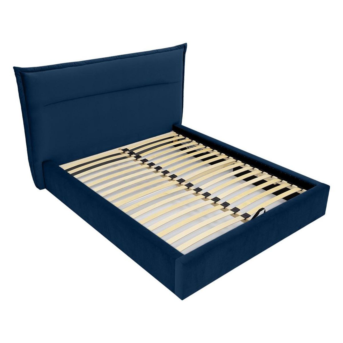 BEST MOBILIER Emy - lit coffre - 140x200 cm - en velours - sommier inclus