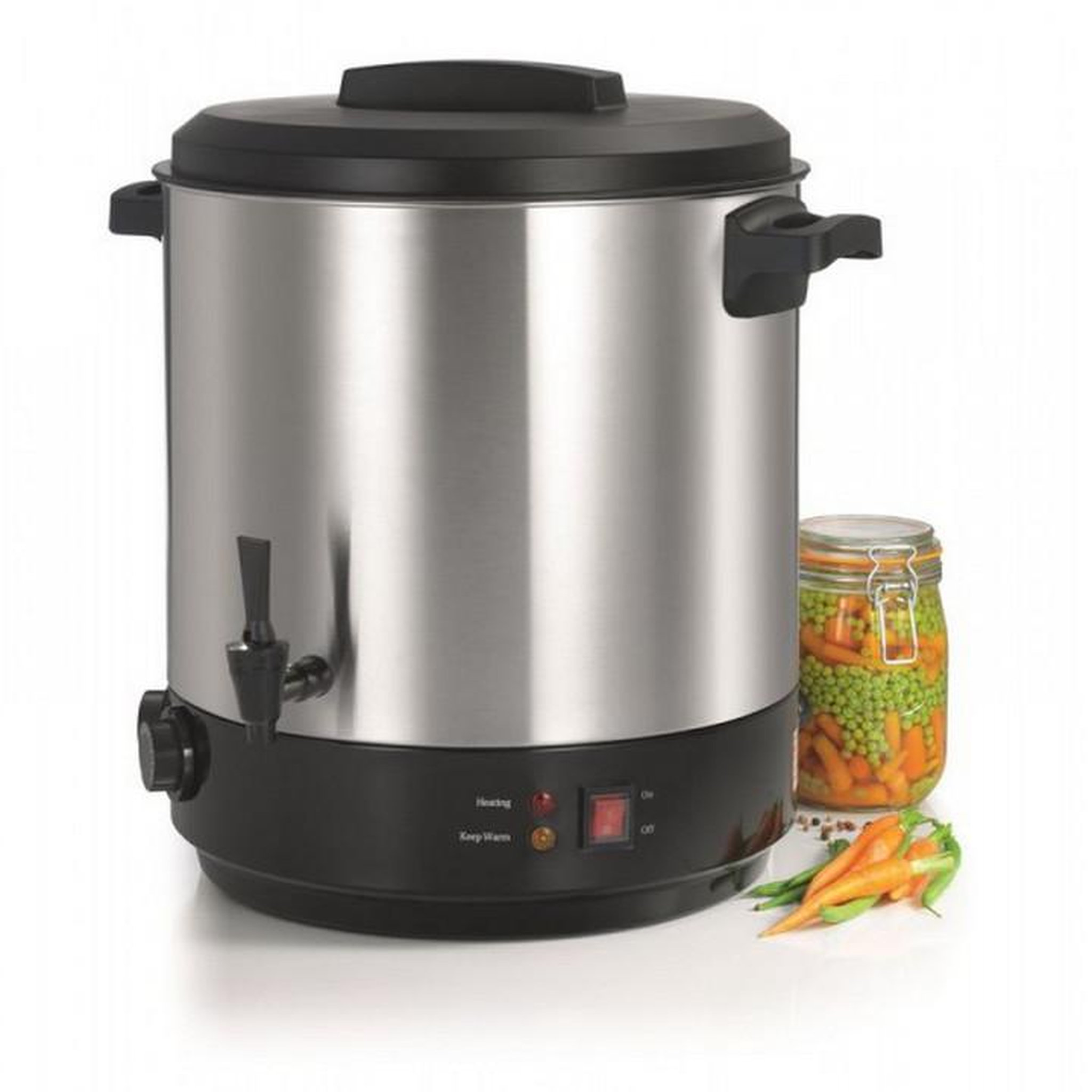 Voir la diapositive 2 : NATURE & SAVEURS Stérilisateur de bocaux électrique cuve inox avec robinet et minuteur 31l 2100w - ns-st31in