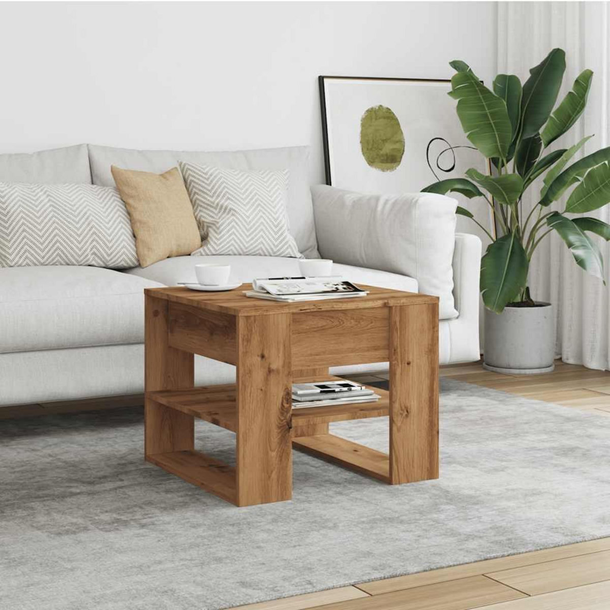VIDAXL Table basse chene artisanal 55,5x55x45 cm bois d'ingenierie