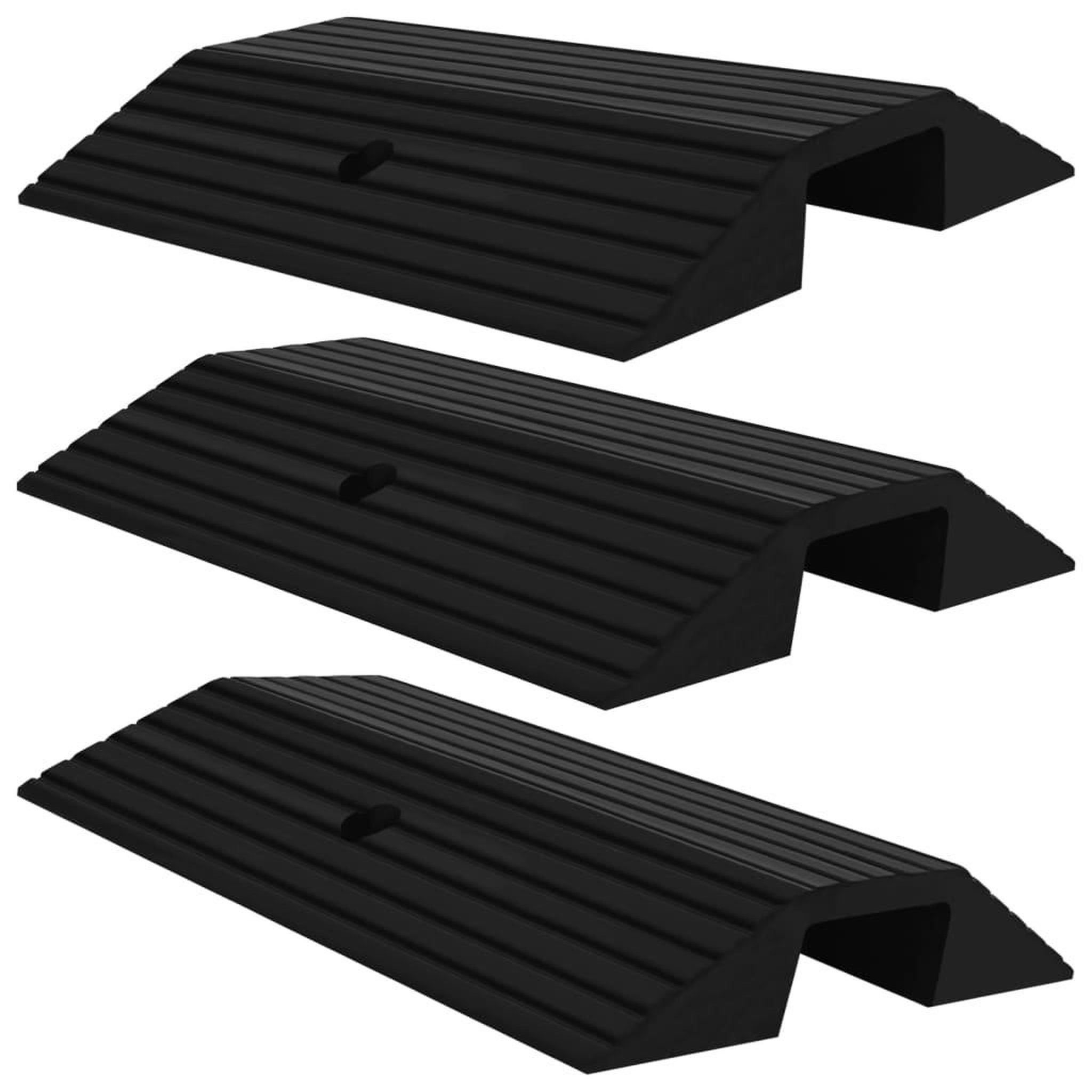 VIDAXL Rampes de seuil de pont 3 pcs 49x40x8 cm Caoutchouc