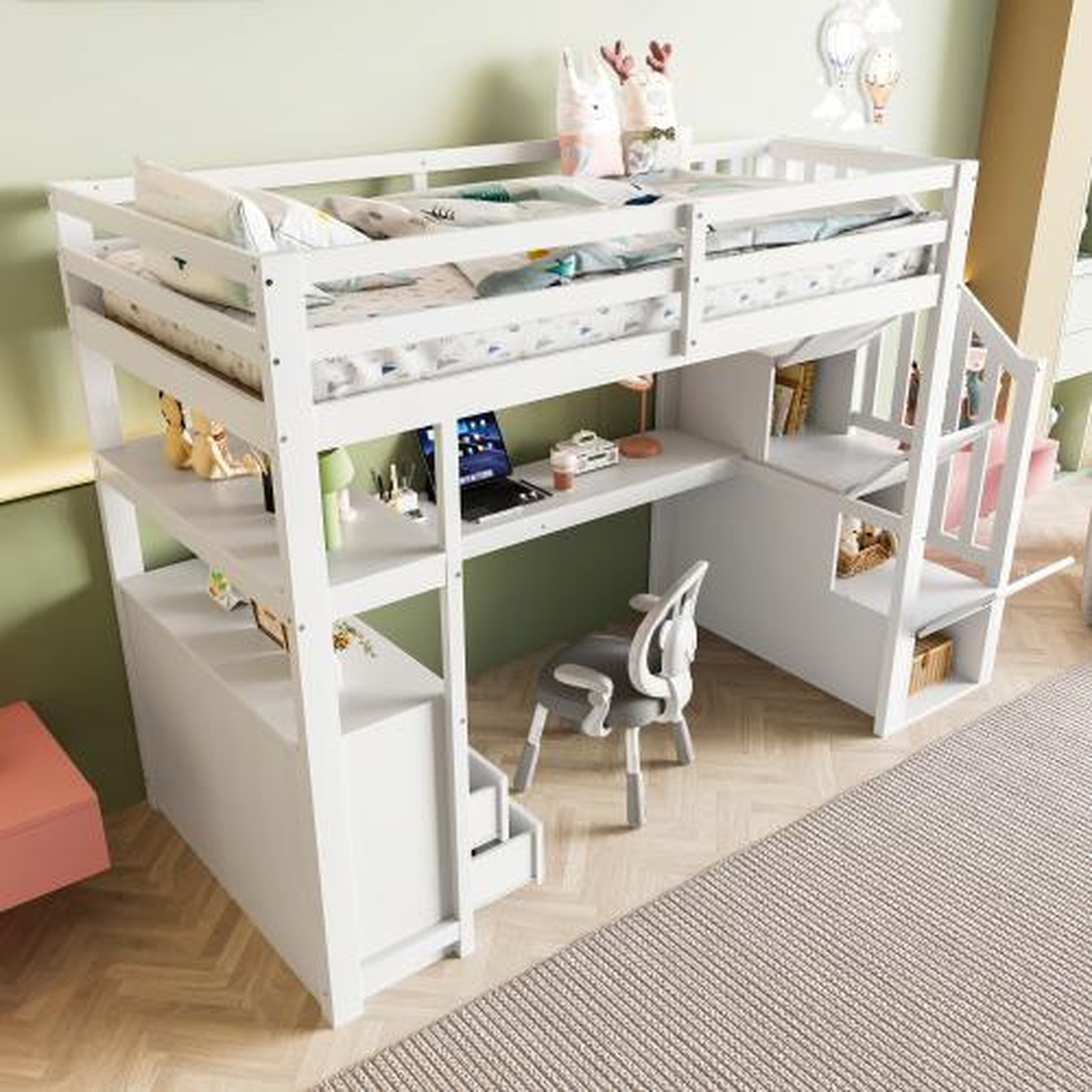 Voir la diapositive 5 : MERAX Lit mezzanine 90x200 cm coloris blanc pin