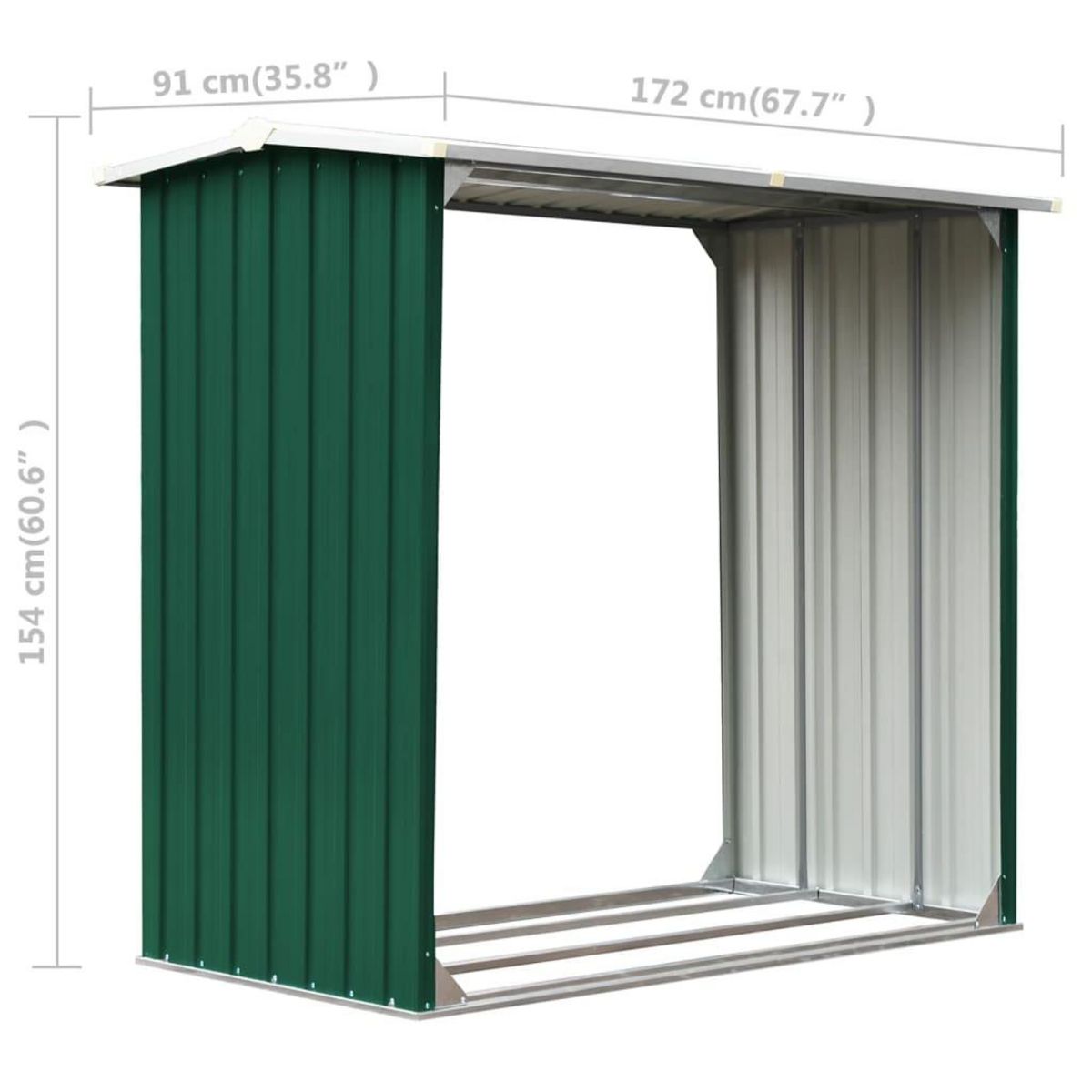 VIDAXL Abri de stockage de bois Acier galvanise 172x91x154 cm Vert