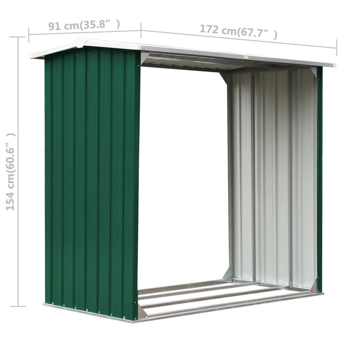 VIDAXL Abri de stockage de bois Acier galvanise 172x91x154 cm Vert
