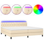 Voir la diapositive 2 : VIDAXL Sommier a lattes de lit et matelas et LED Creme 200x200cm Tissu