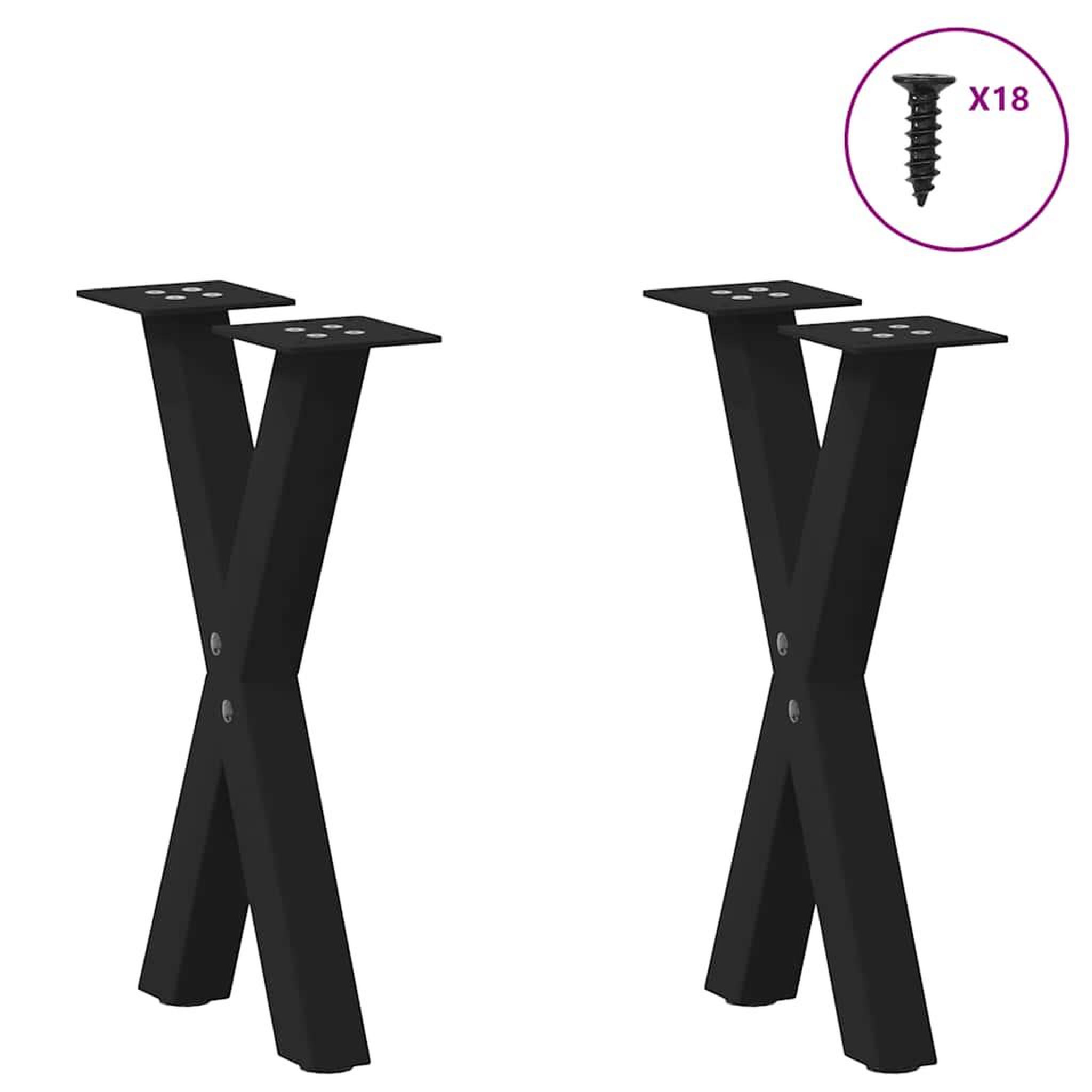 Voir la diapositive 3 : VIDAXL Pieds de table basse forme de X 2 pcs noir 38x(42-43) cm acier