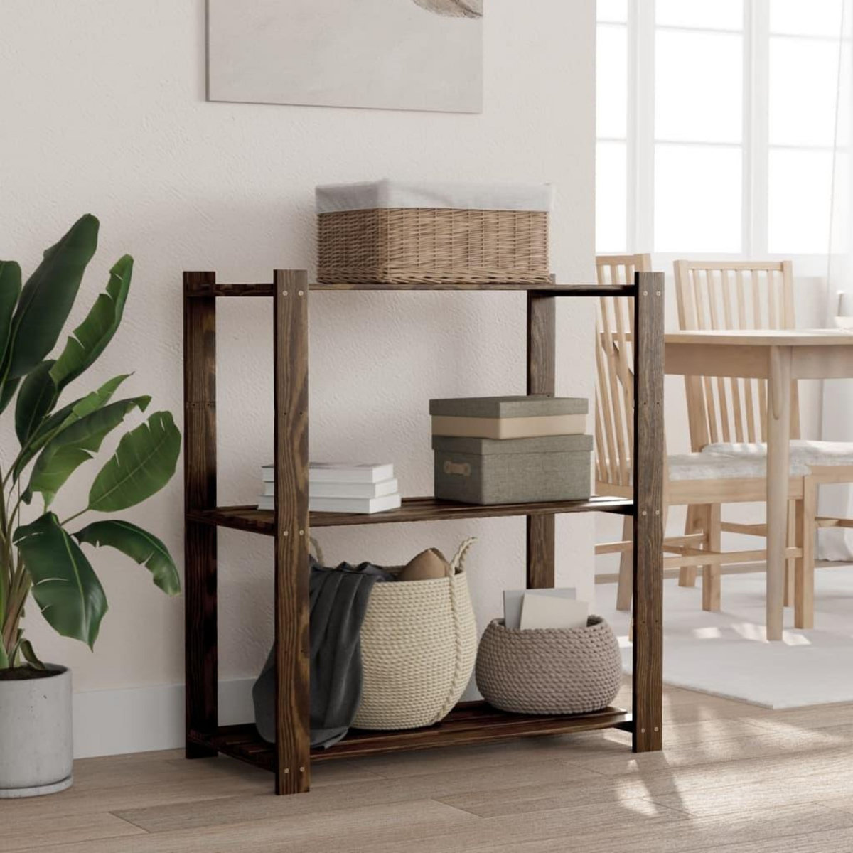 VIDAXL Support de rangement a 3 niveaux noir 80x38x90 cm bois pin