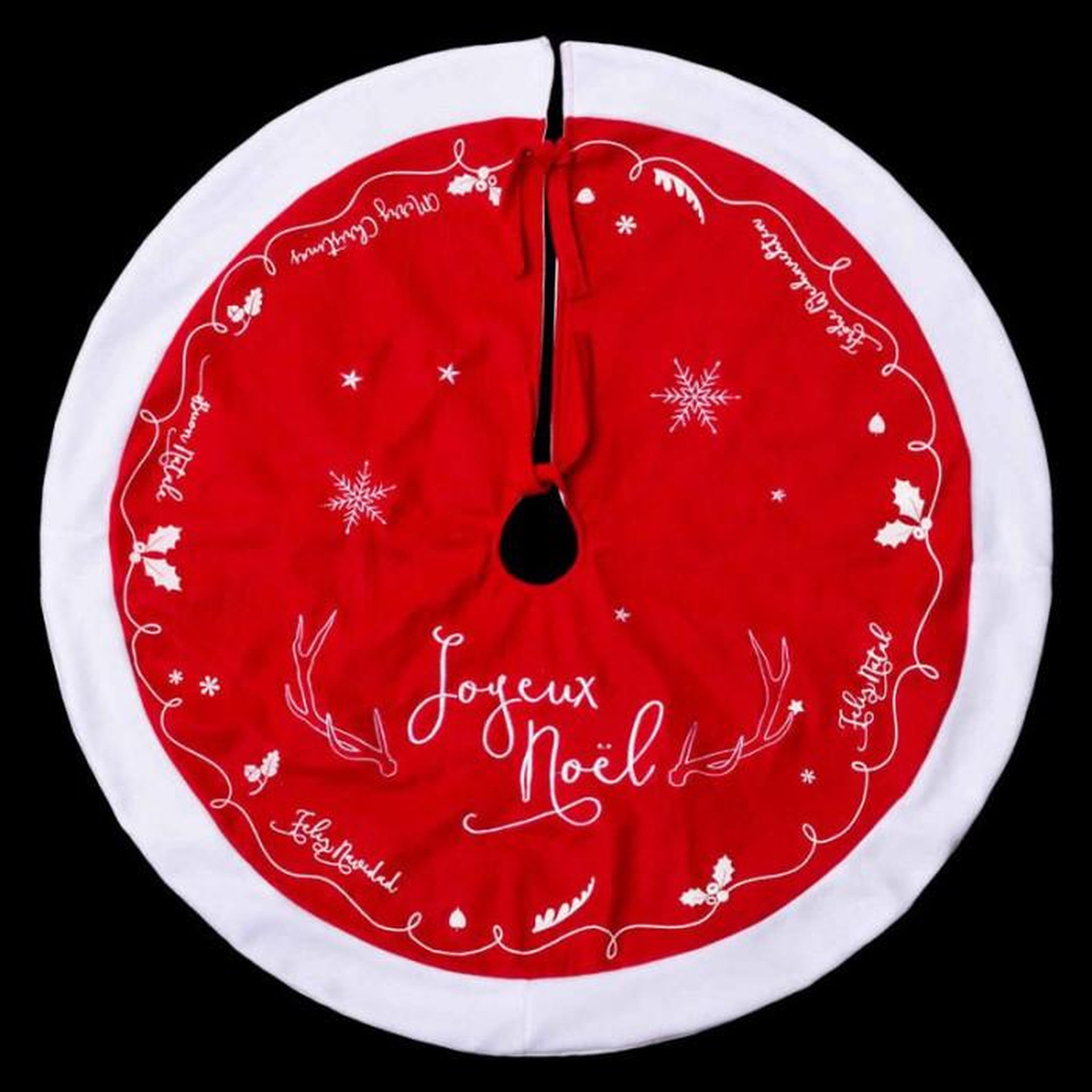 Voir la diapositive 2 : FEERIC LIGHT & CHRISTMAS Tapis pour Sapin  Traineau  90cm Rouge & Blanc