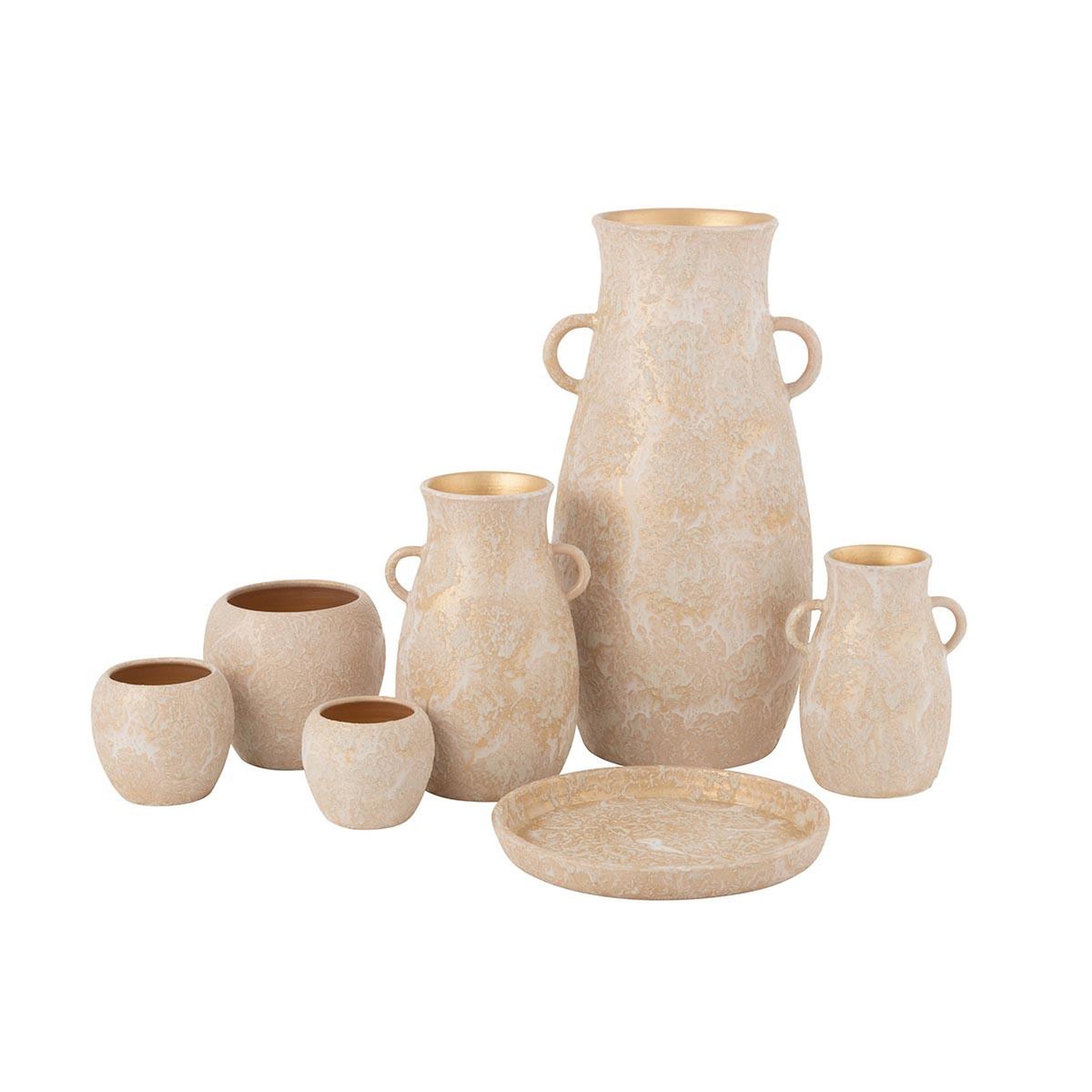 Voir la diapositive 4 : J-LINE Vase en terre cuite  amphore  30cm rose