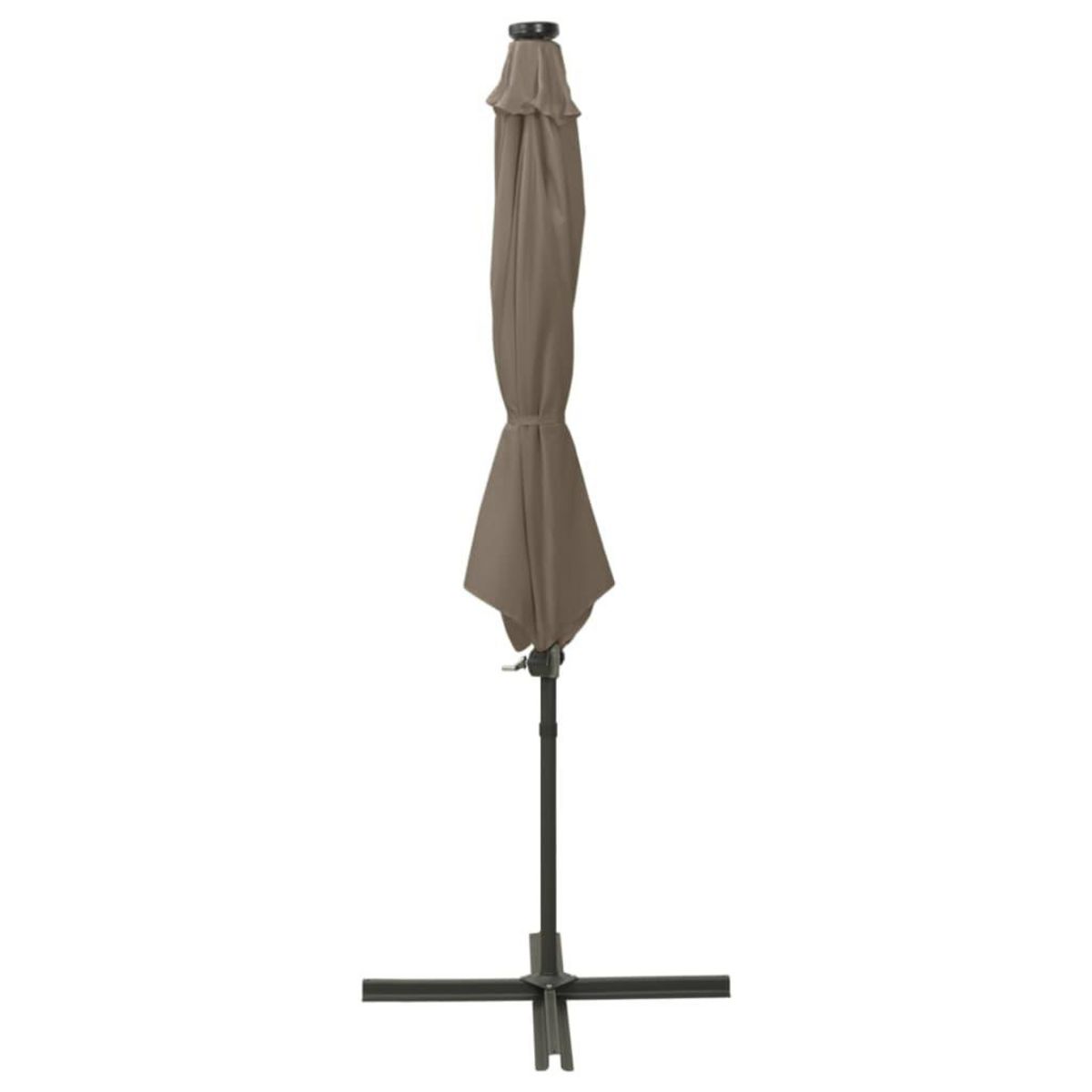VIDAXL Parasol de jardin en porte-a-faux et mat et lumieres LED taupe