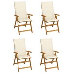 VIDAXL Chaises inclinables de jardin lot de 4 et coussins Bois acacia