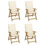 Voir la diapositive 1 : VIDAXL Chaises inclinables de jardin lot de 4 et coussins Bois acacia