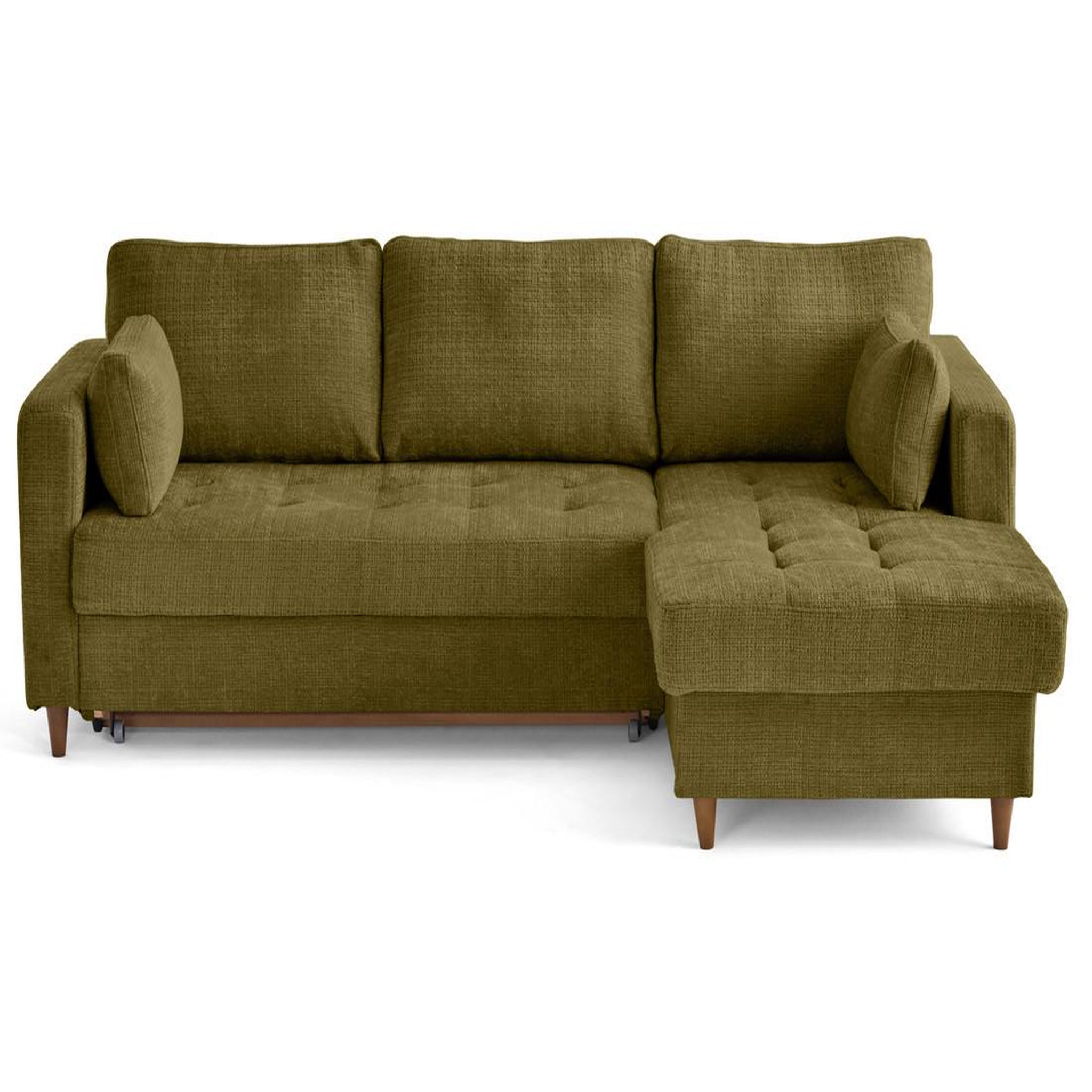 Voir la diapositive 1 : LISA DESIGN Anna - canapé d'angle droit 4 places convertible avec coffre en velours texturé