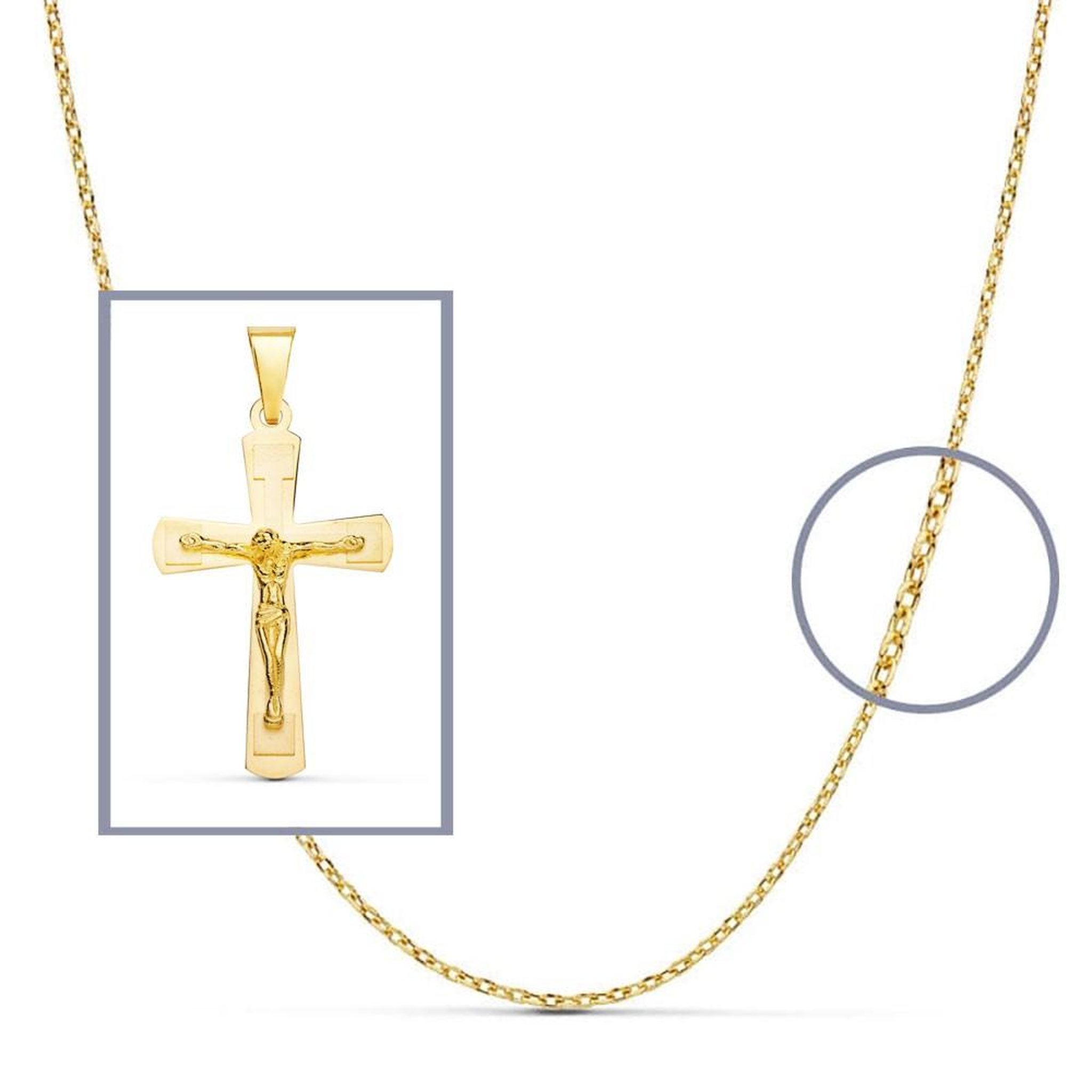 Voir la diapositive 2 : L'ATELIER D'AZUR Pendentif  - Médaille Christ sur la Croix Or 18 Carats 750 Jaune - Chaine Offerte