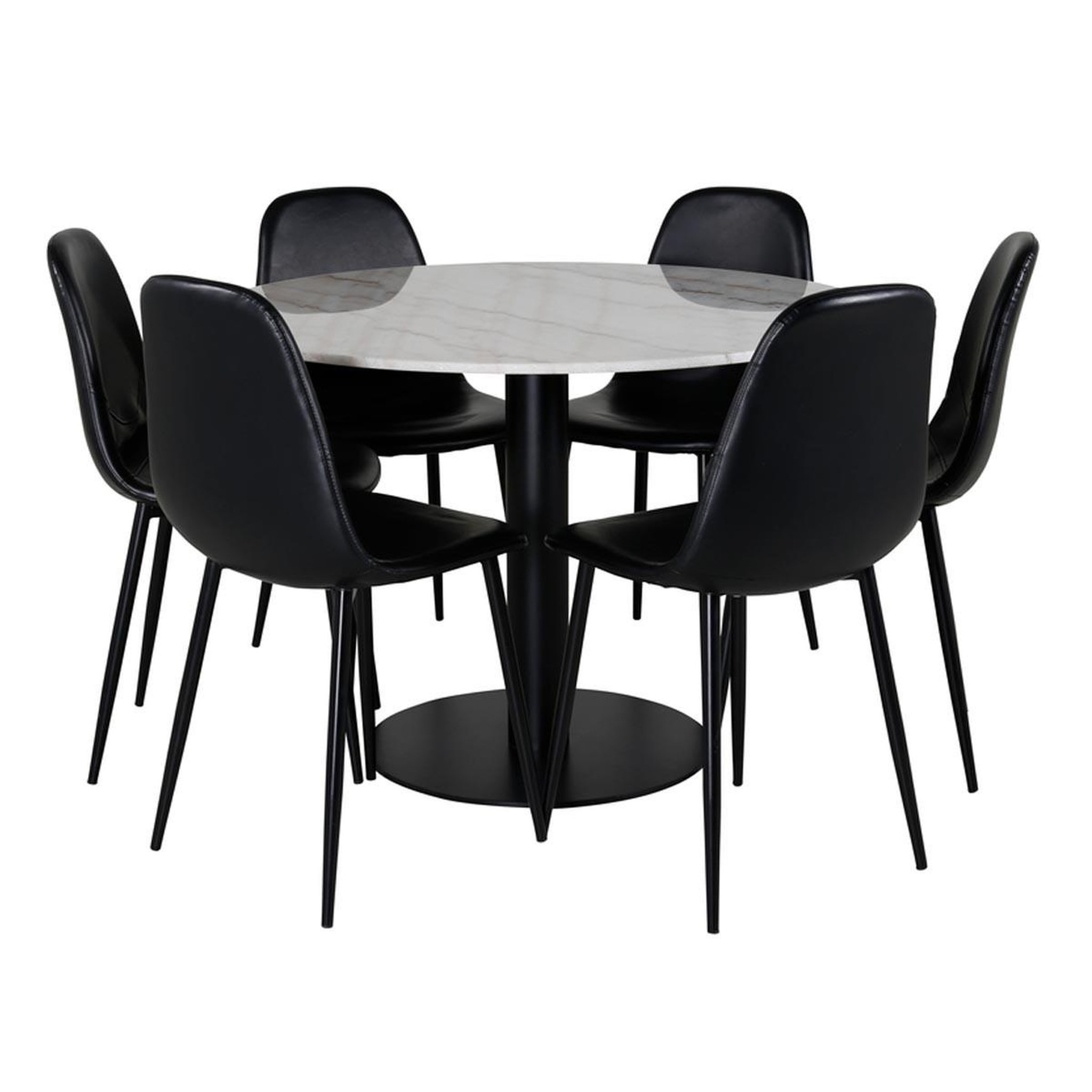 Paris Prix Ensemble table à manger & 6 chaises  estelle i & polar i  106cm blanc & noir