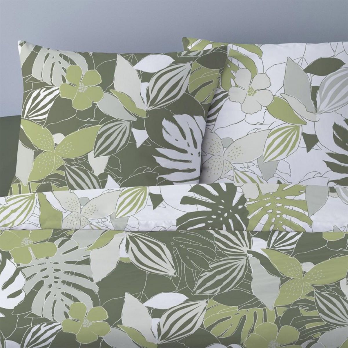 Dourev Housse de couette 240x220 Chika vert + 2 taies