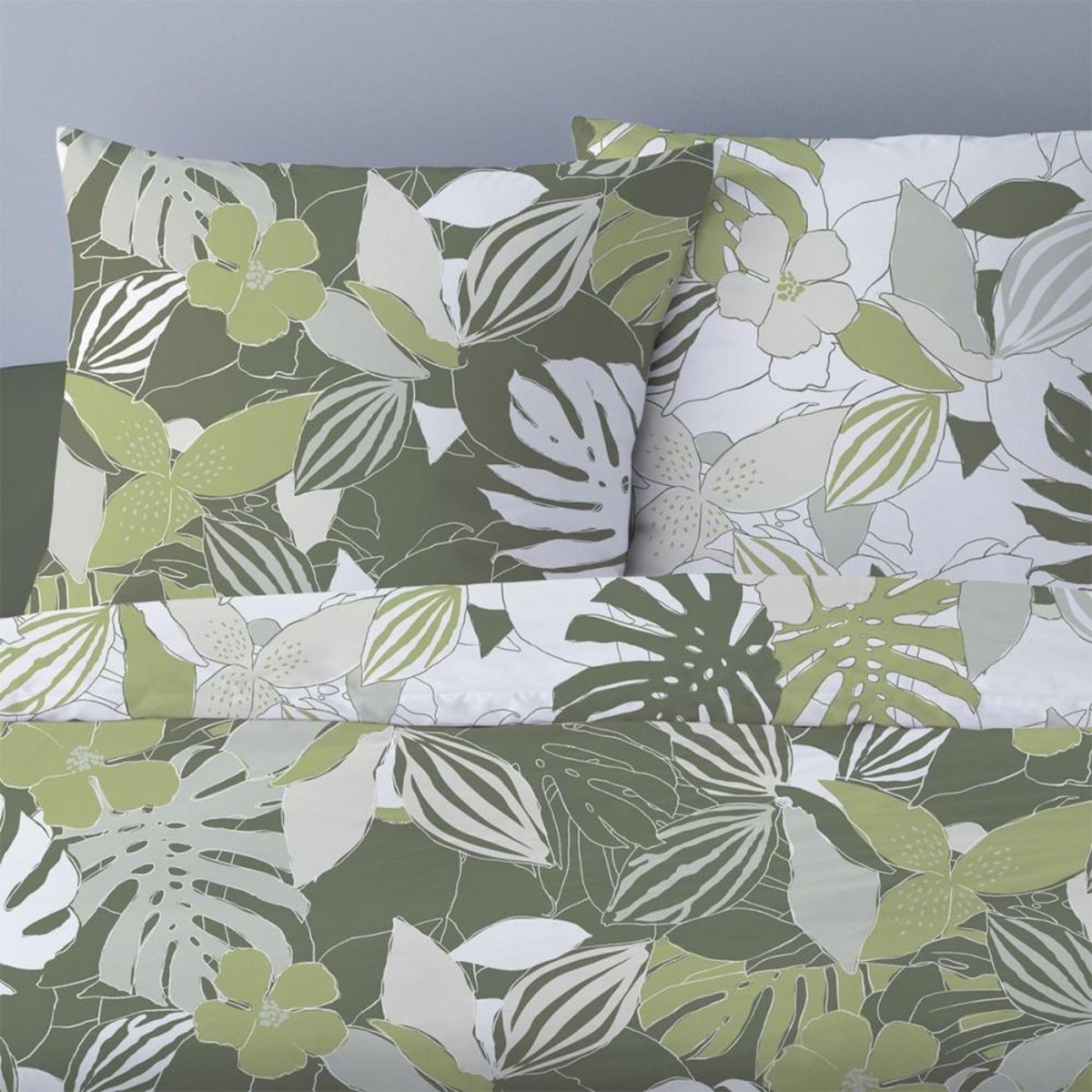 Dourev Housse de couette 240x220 Chika vert + 2 taies