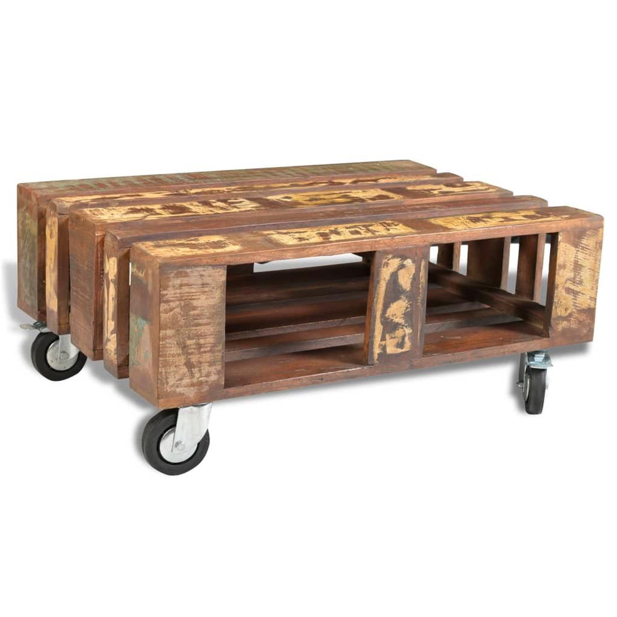 Voir la diapositive 1 : VIDAXL Table basse avec 4 roulettes Bois recycle