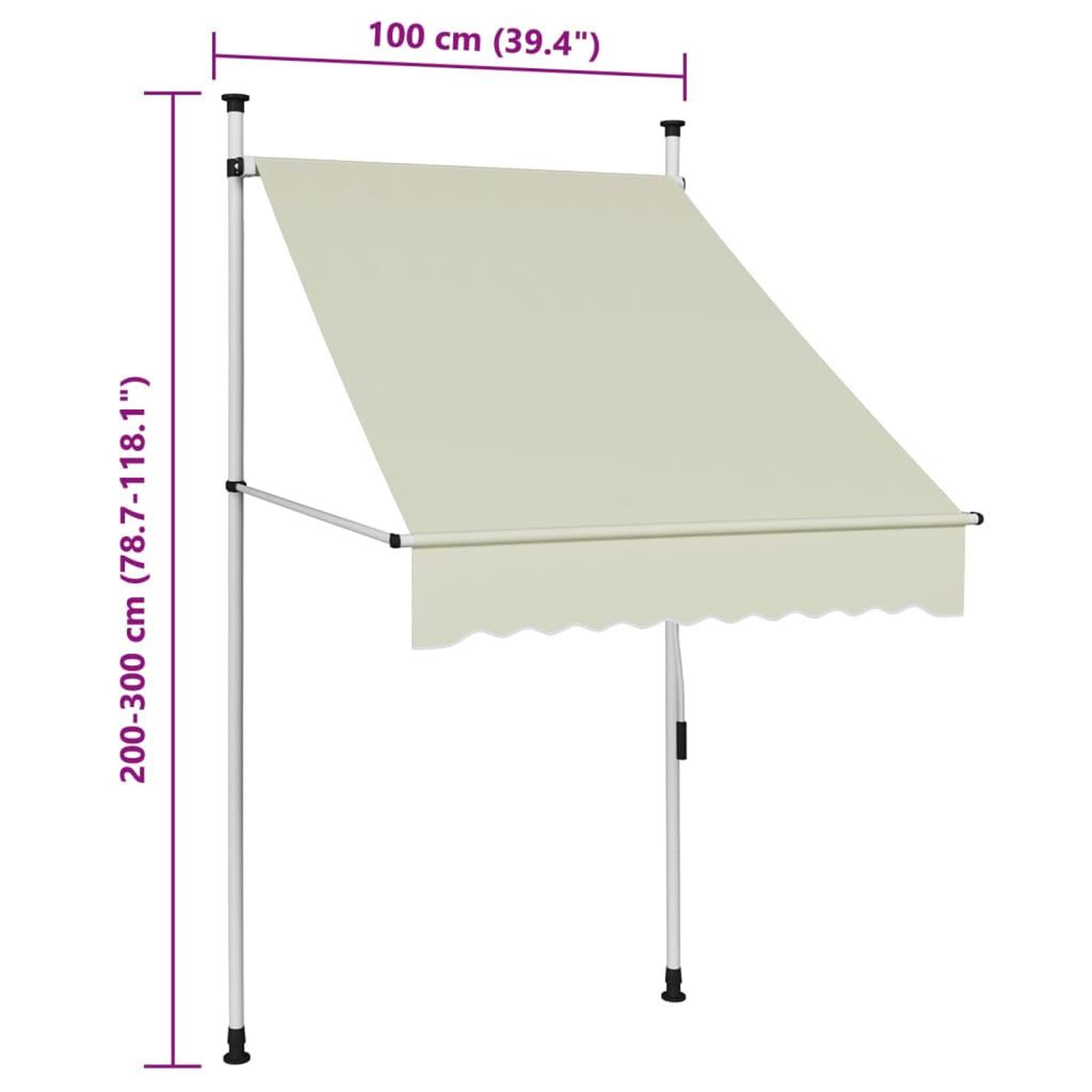 Voir la diapositive 6 : VIDAXL Auvent manuel retractable 100 cm Creme