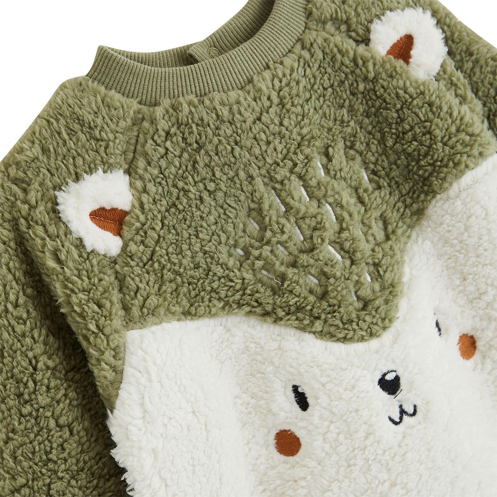 Voir la diapositive 3 : PETIT BEGUIN Sweat-shirt bébé en sherpa ginkgo