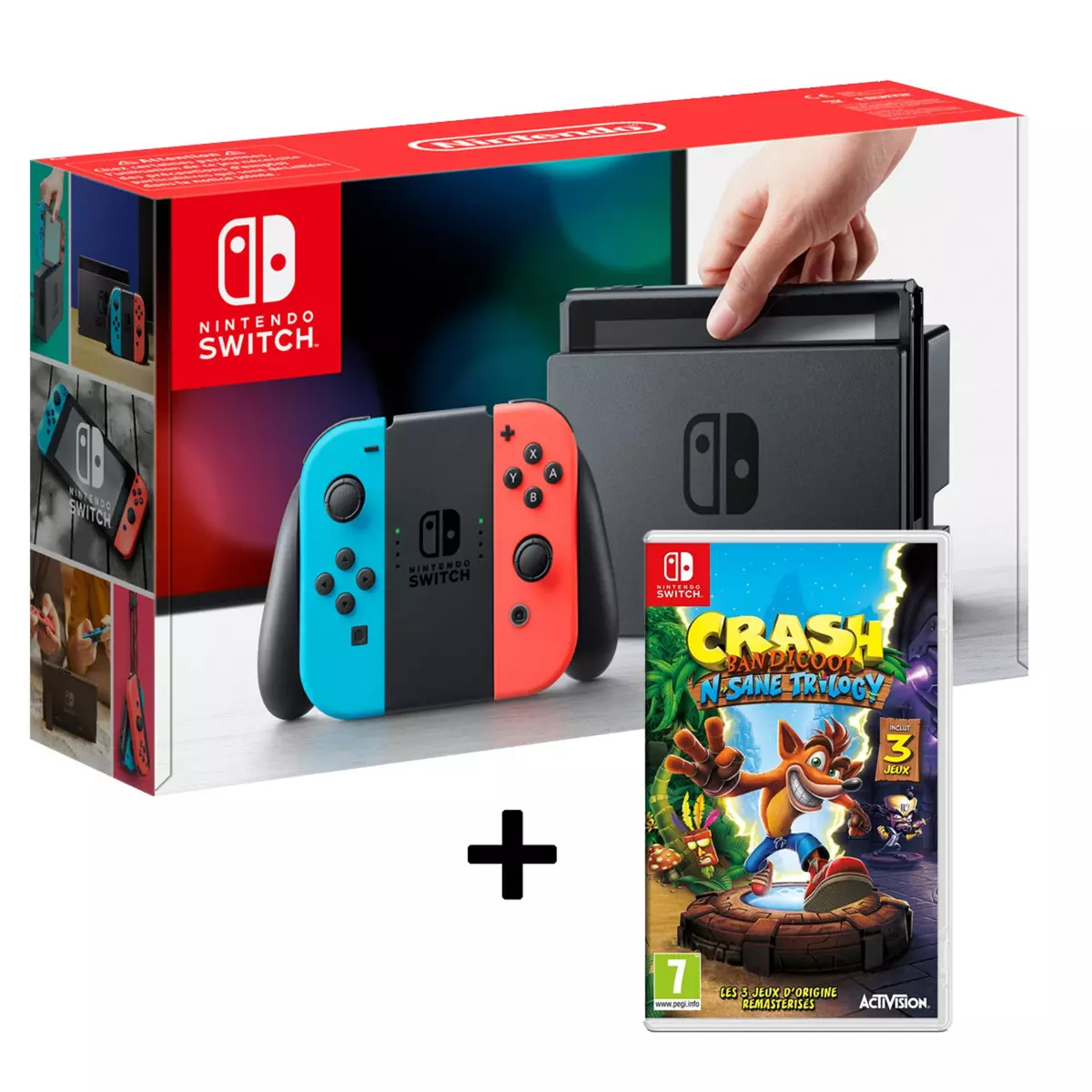 Console Nintendo Switch Joy-Con Néon + Crash Bandicoot N'Sane Trilogy Switch