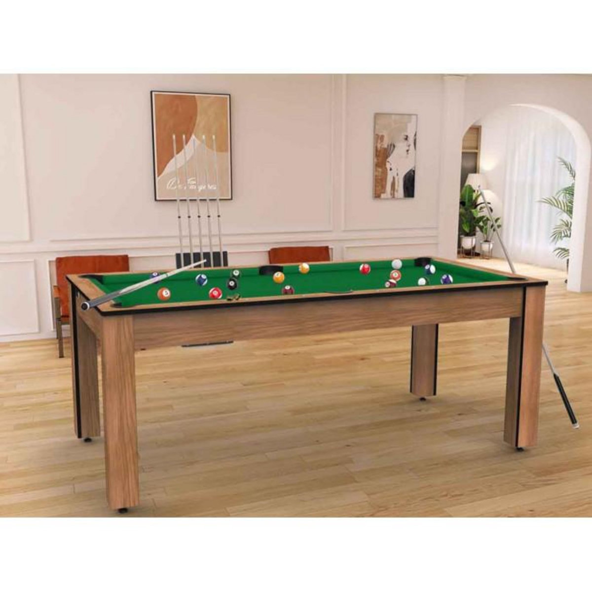 Paris Prix Table de Billard Convertible  Oregon  213cm Hêtre & Vert