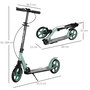 Voir la diapositive 3 : HOMCOM Trottinette pliable adulte béquille double frein amortisseur hauteur guidon réglable roulement PU abec-9 alu. métal vert noir