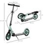 Voir la diapositive 3 : HOMCOM Trottinette pliable adulte béquille double frein amortisseur hauteur guidon réglable roulement PU abec-9 alu. métal vert noir