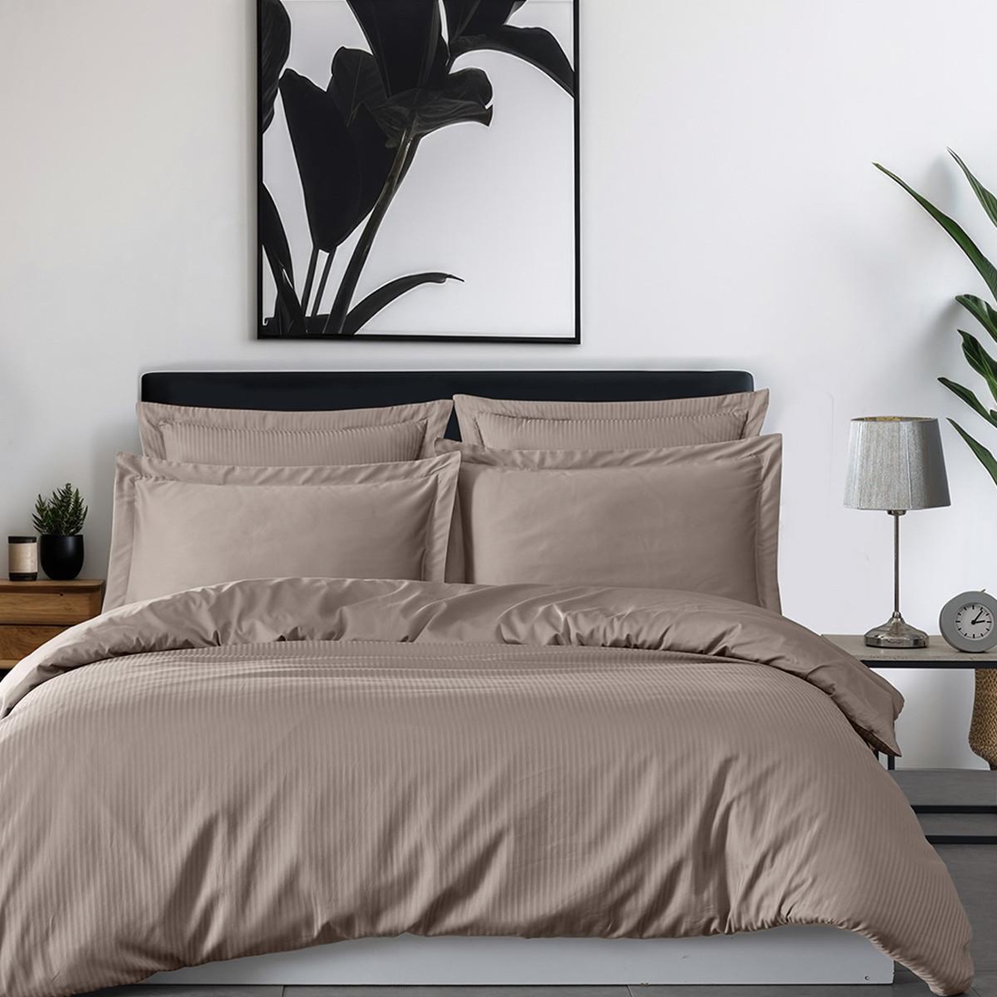 Voir la diapositive 5 : Sensei Maison Parure housse de couette rayée satin + 2 taies 50x70 cm VERSALUXE