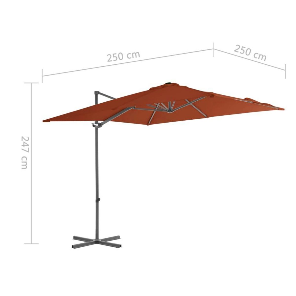 VIDAXL Parasol de jardin en porte-a-faux avec mat en acier terre cuite