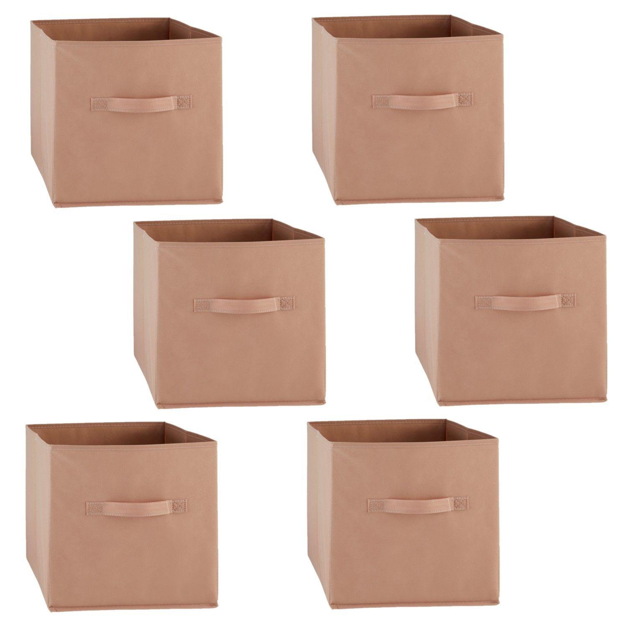 FIVE Lot de 6 boîtes de rangement en tissu MIX N' MODUL - L. 31 x l. 31 x H. 31 cm - Nude