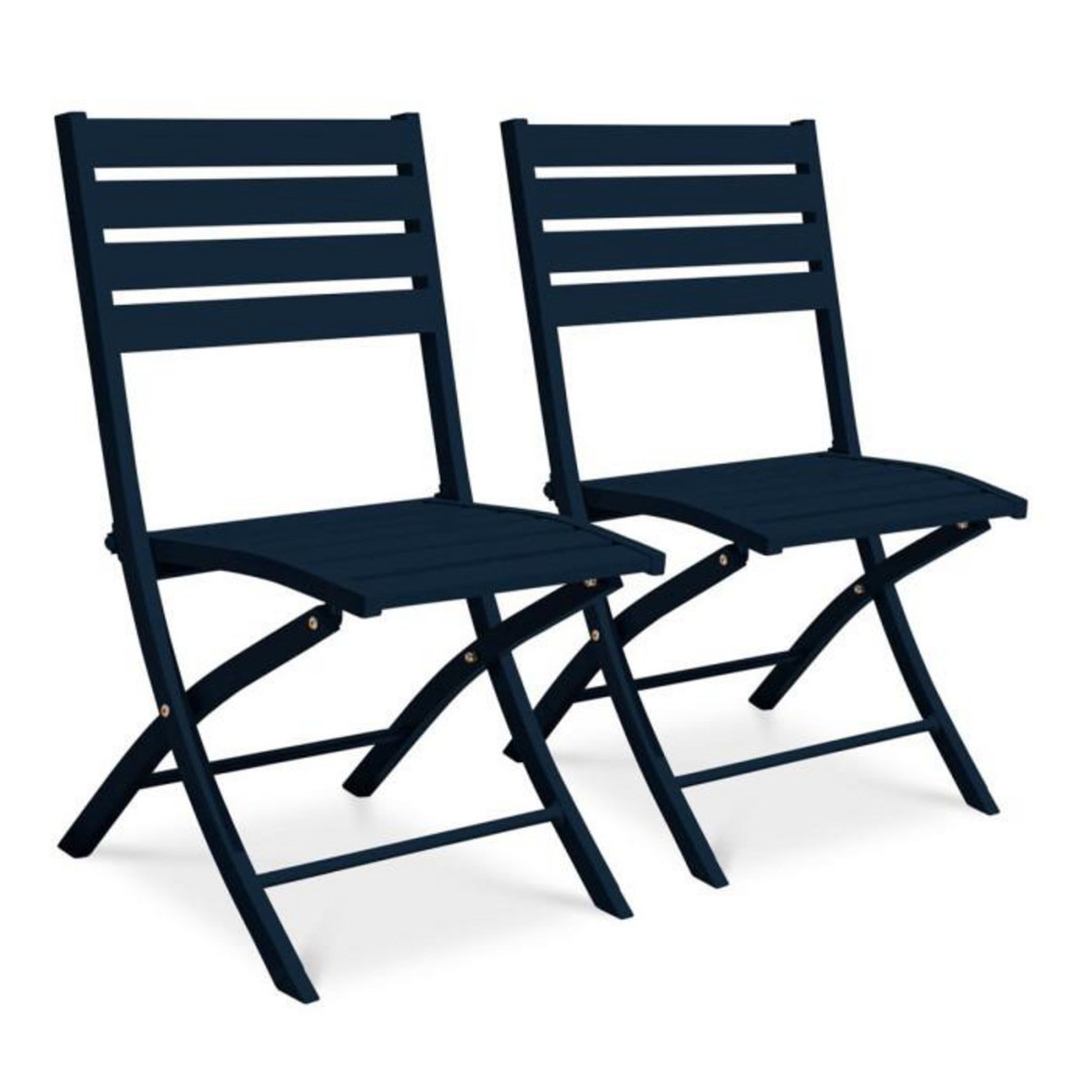 Paris Prix Lot de 2 Chaises de Jardin Pliantes  Marius  82cm Bleu Marine